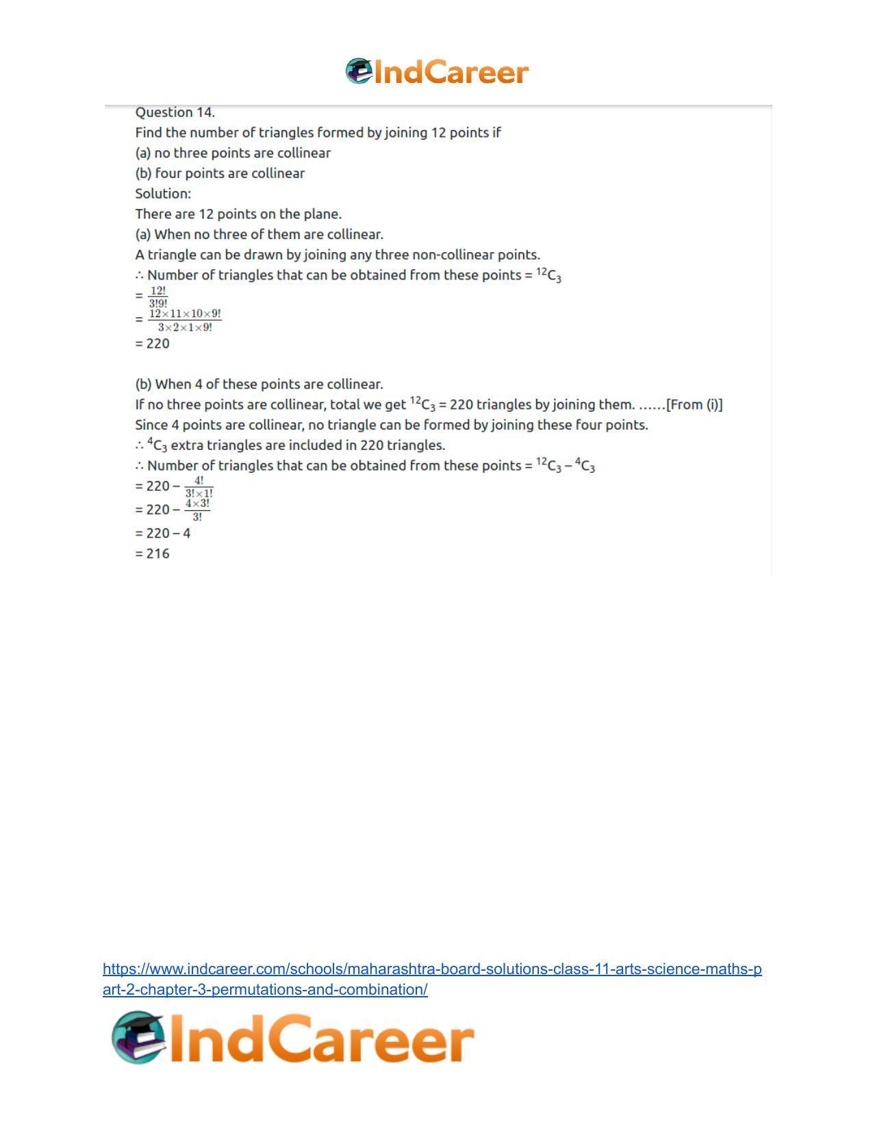 Maharashtra Board Solutions Class 11-Arts & Science Maths (Part 2): Chapter 3- Permutations and Combination - Page 78