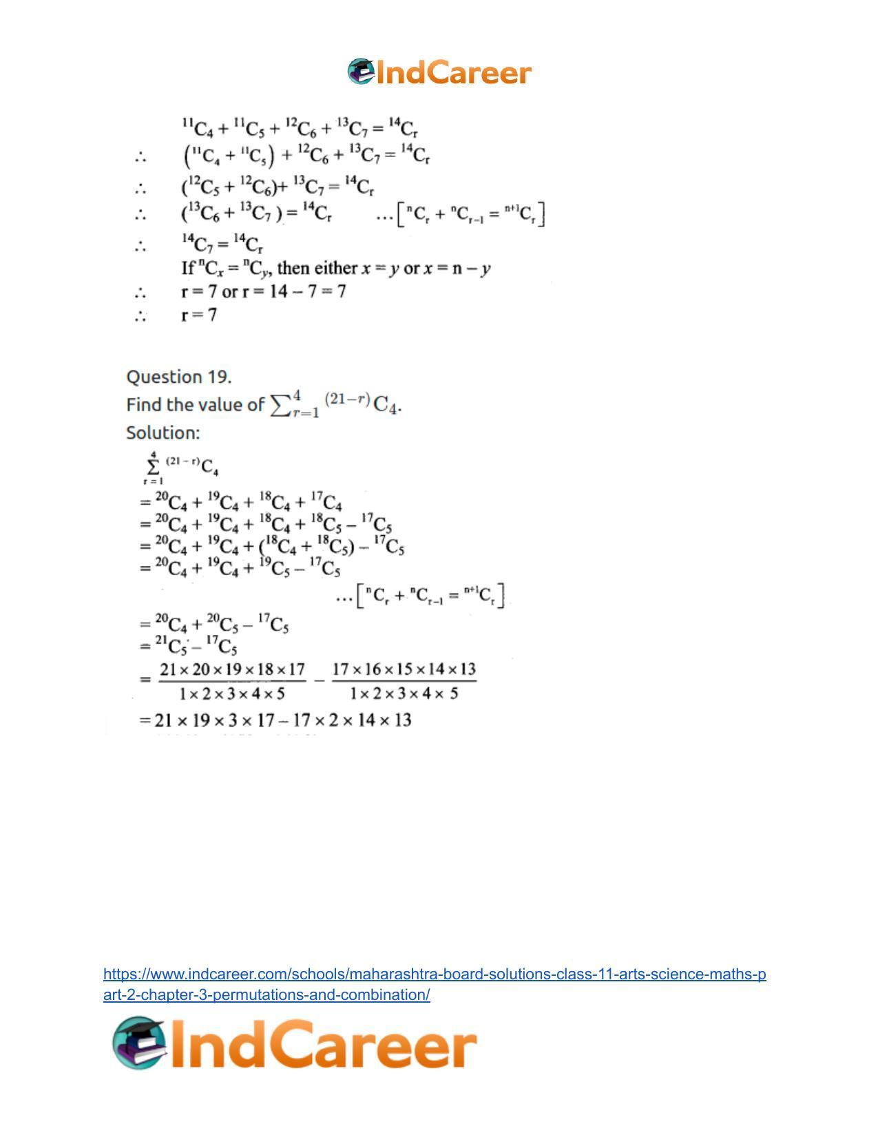 Maharashtra Board Solutions Class 11-Arts & Science Maths (Part 2): Chapter 3- Permutations and Combination - Page 84