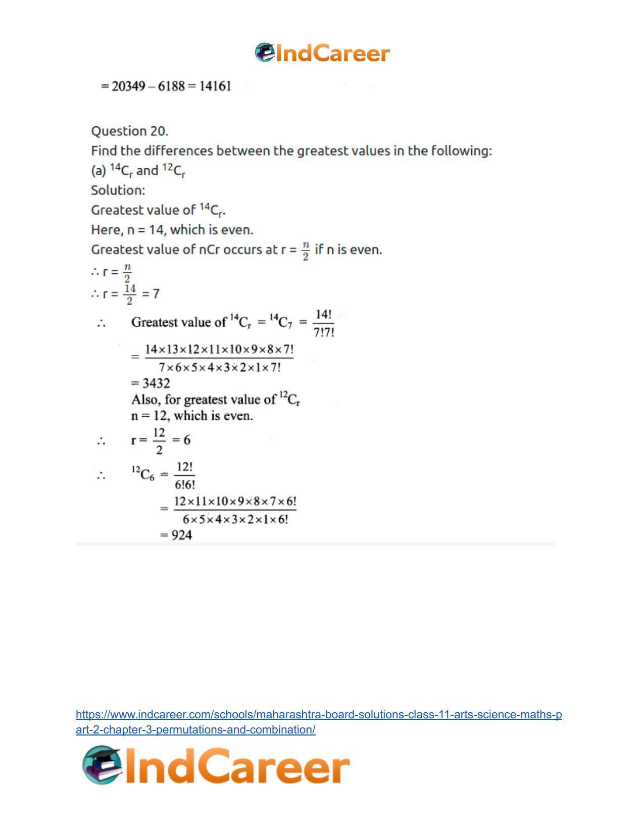Maharashtra Board Solutions Class 11-Arts & Science Maths (Part 2): Chapter 3- Permutations and Combination - Page 85