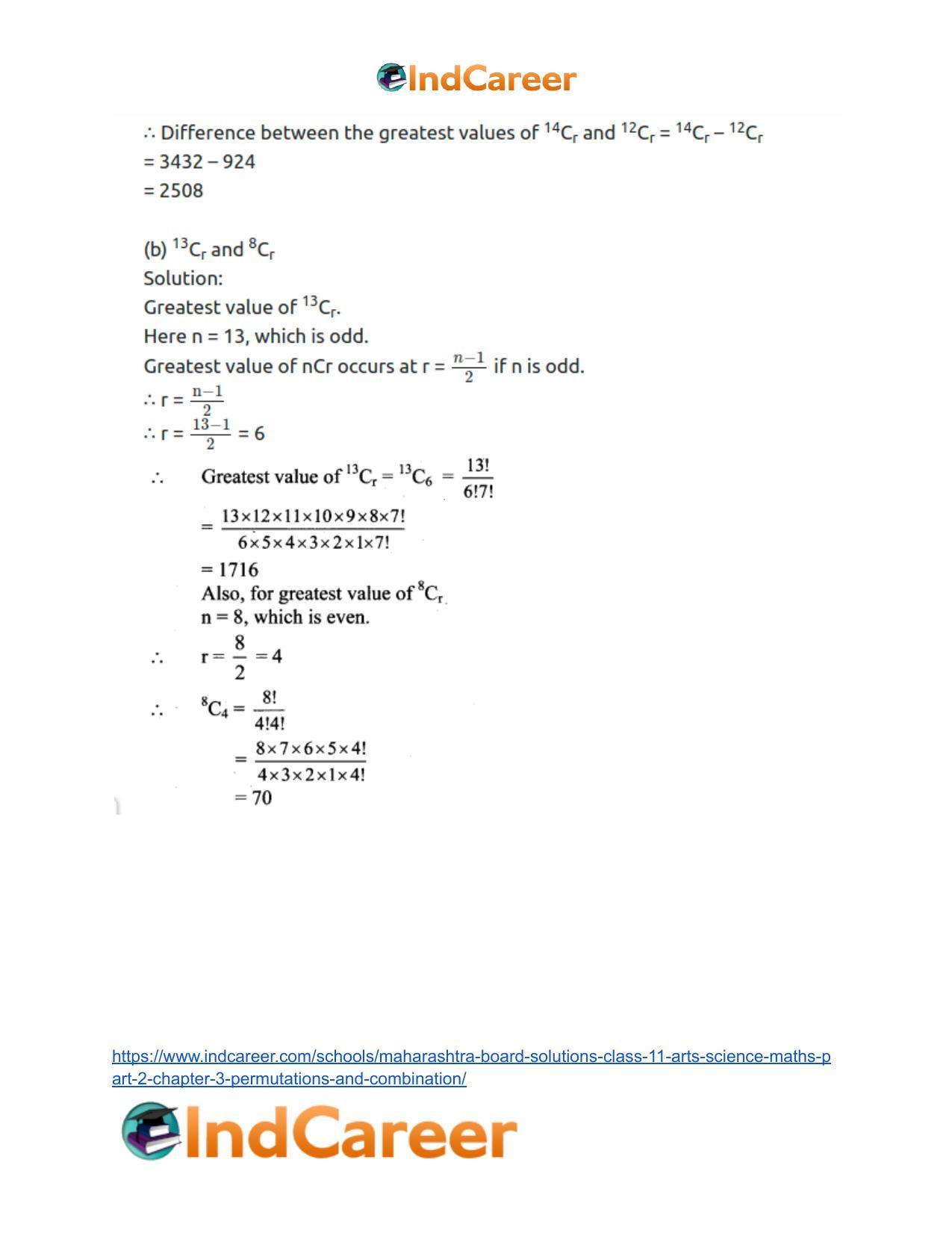 Maharashtra Board Solutions Class 11-Arts & Science Maths (Part 2): Chapter 3- Permutations and Combination - Page 86