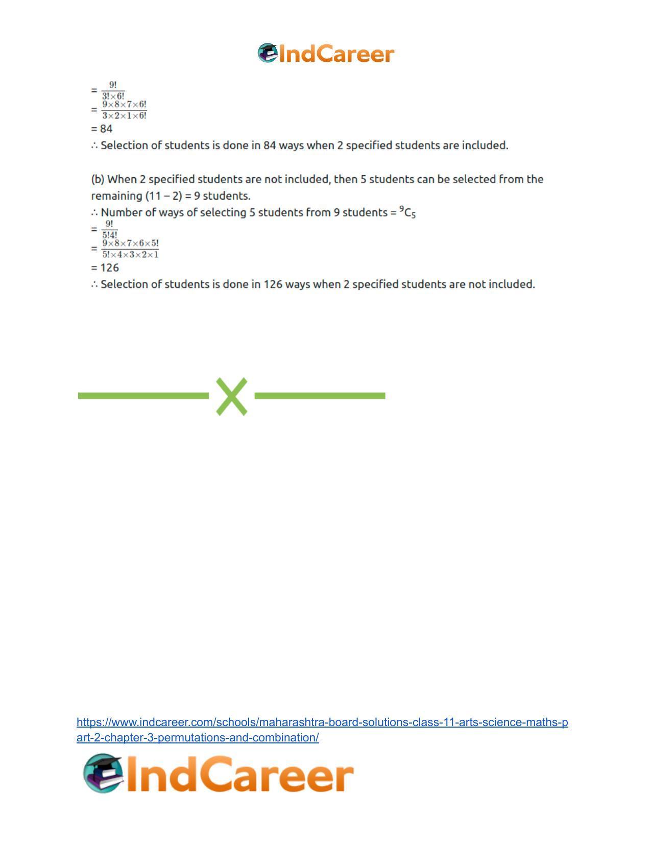 Maharashtra Board Solutions Class 11-Arts & Science Maths (Part 2): Chapter 3- Permutations and Combination - Page 92