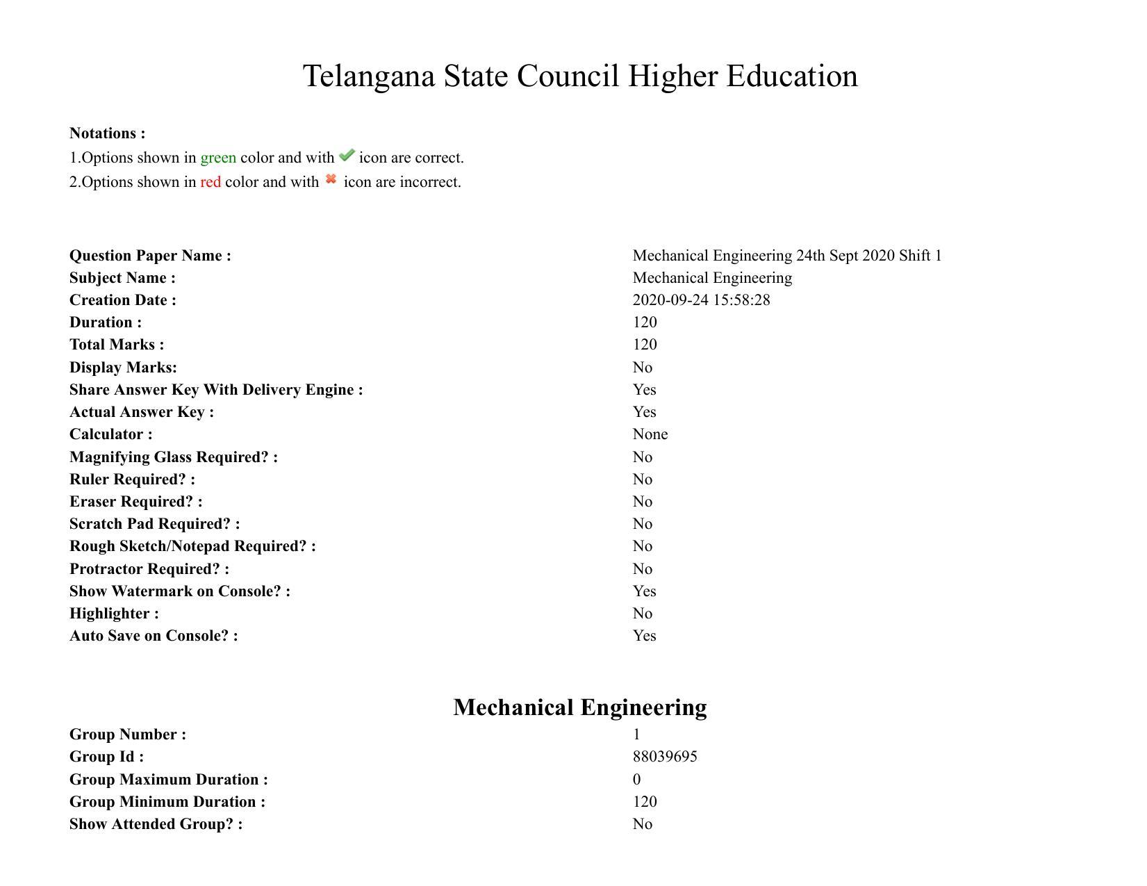 TS PGECET 2020: Mechanical Engineering Question Papers - Page 1