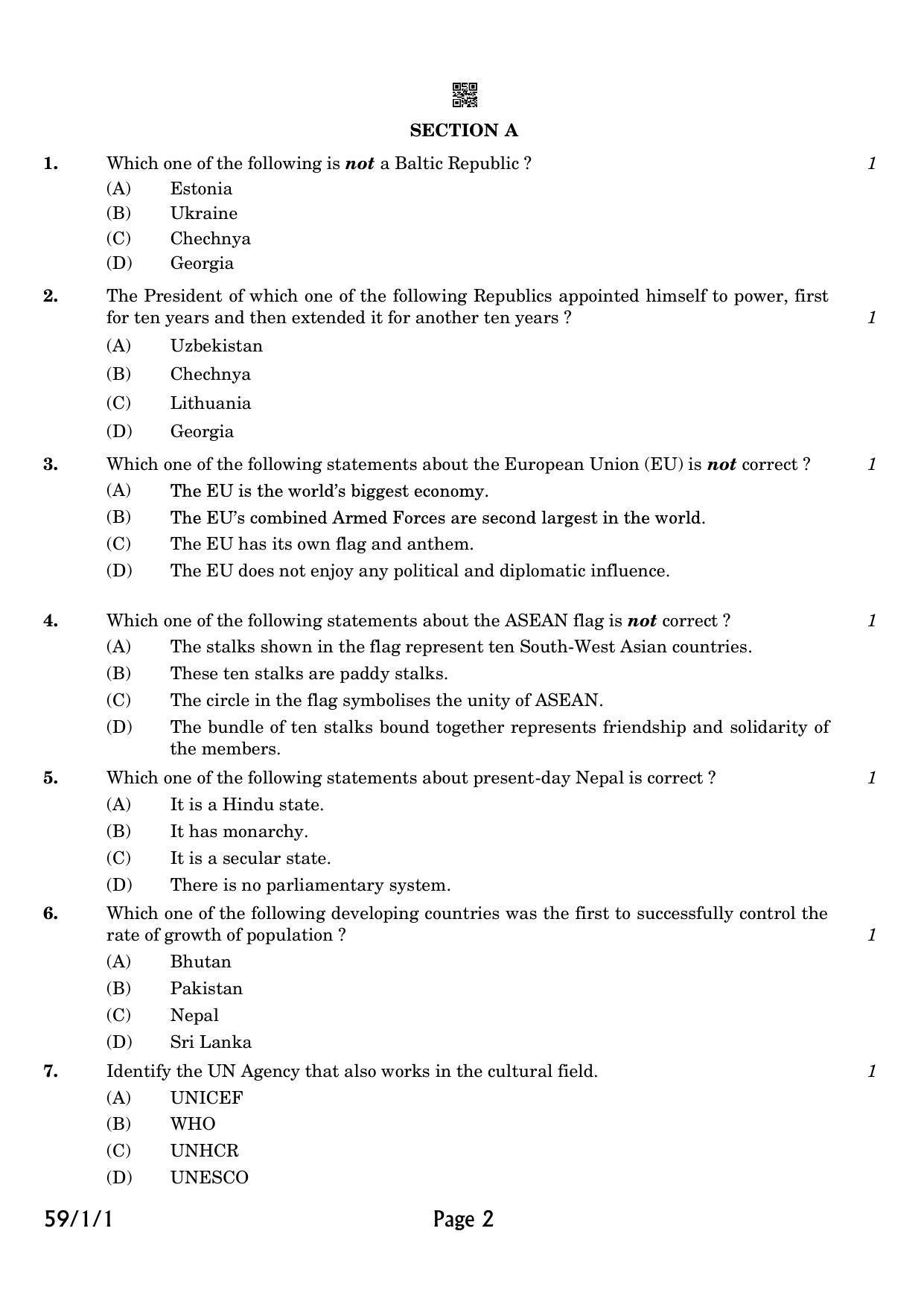 CBSE Class 12 QP_028_POLITICAL_SCIENCE 2021 Compartment Question Paper - Page 2