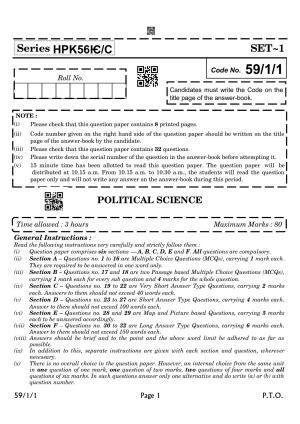 CBSE Class 12 QP_028_POLITICAL_SCIENCE 2021 Compartment Question Paper