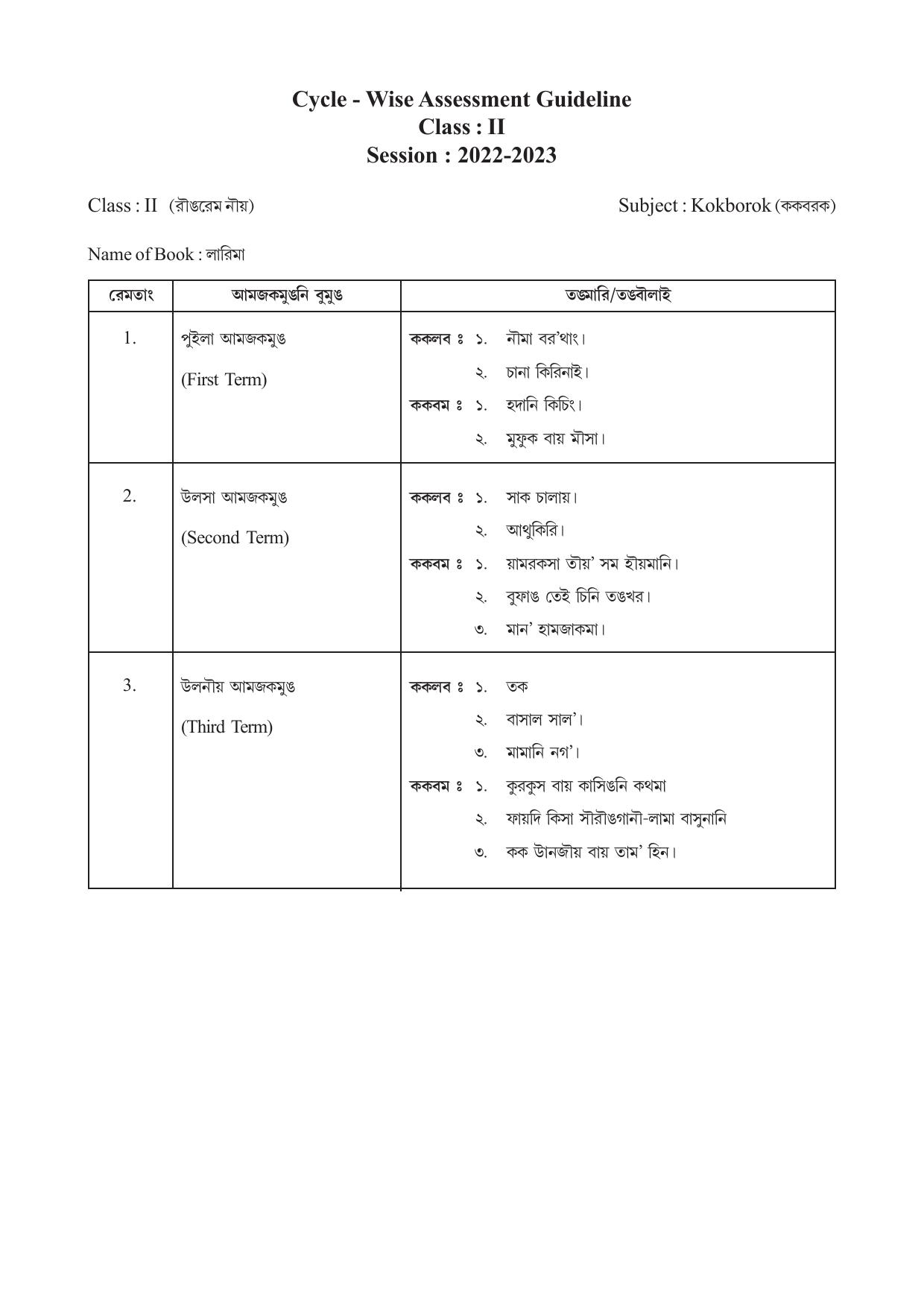 TBSE Class 2 Syllabus - Page 3