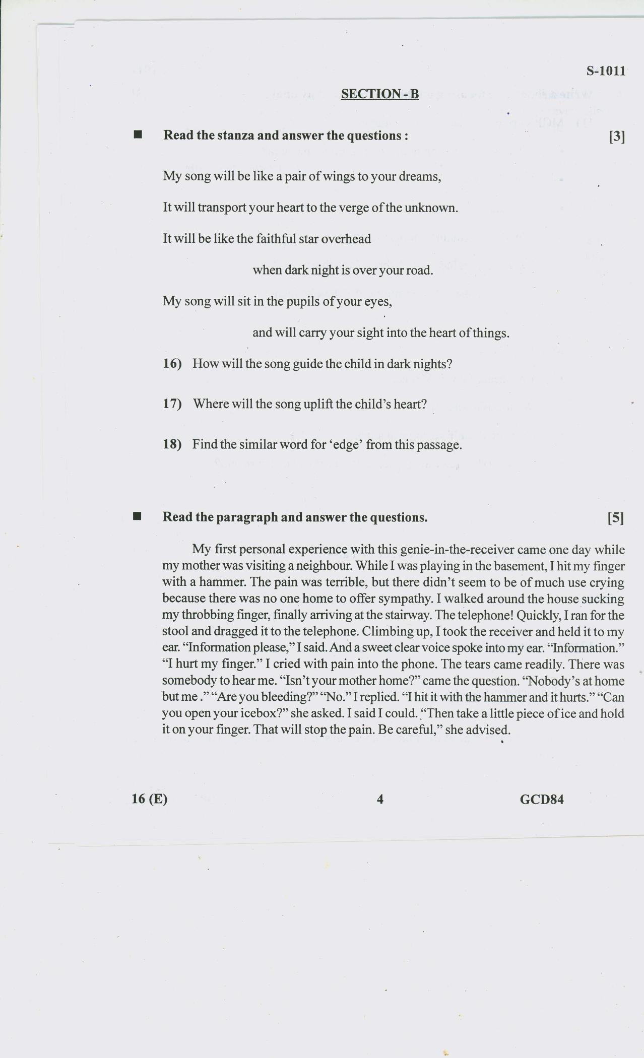 Gujarat Board Class 10th ENGLISH SL 2020 Question Paper - Page 4