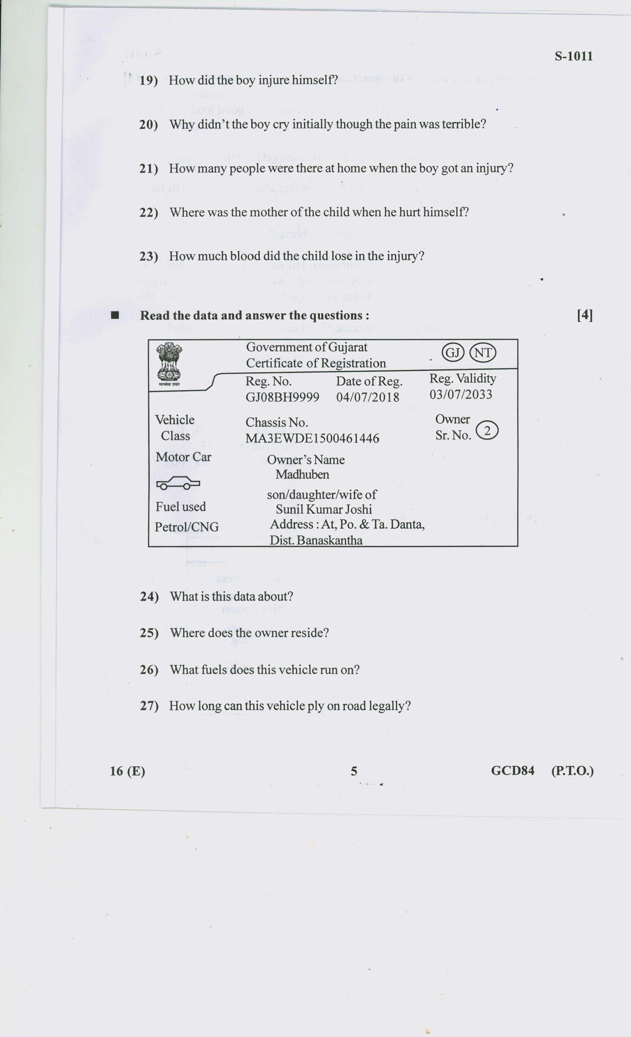 Gujarat Board Class 10th ENGLISH SL 2020 Question Paper - Page 5