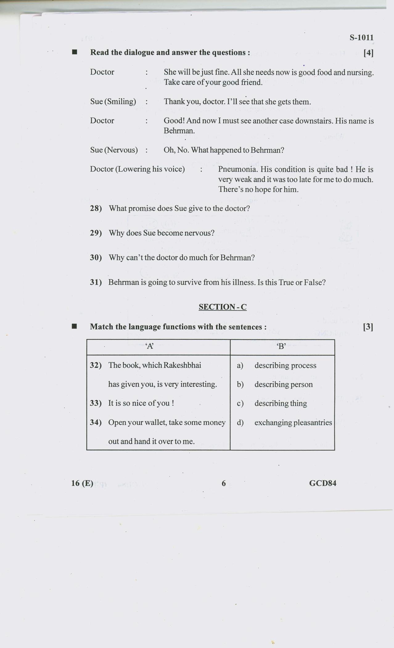 Gujarat Board Class 10th ENGLISH SL 2020 Question Paper - Page 6