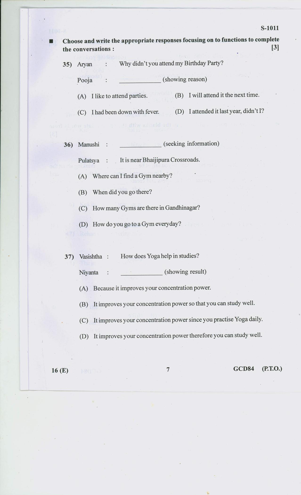 Gujarat Board Class 10th ENGLISH SL 2020 Question Paper - Page 7