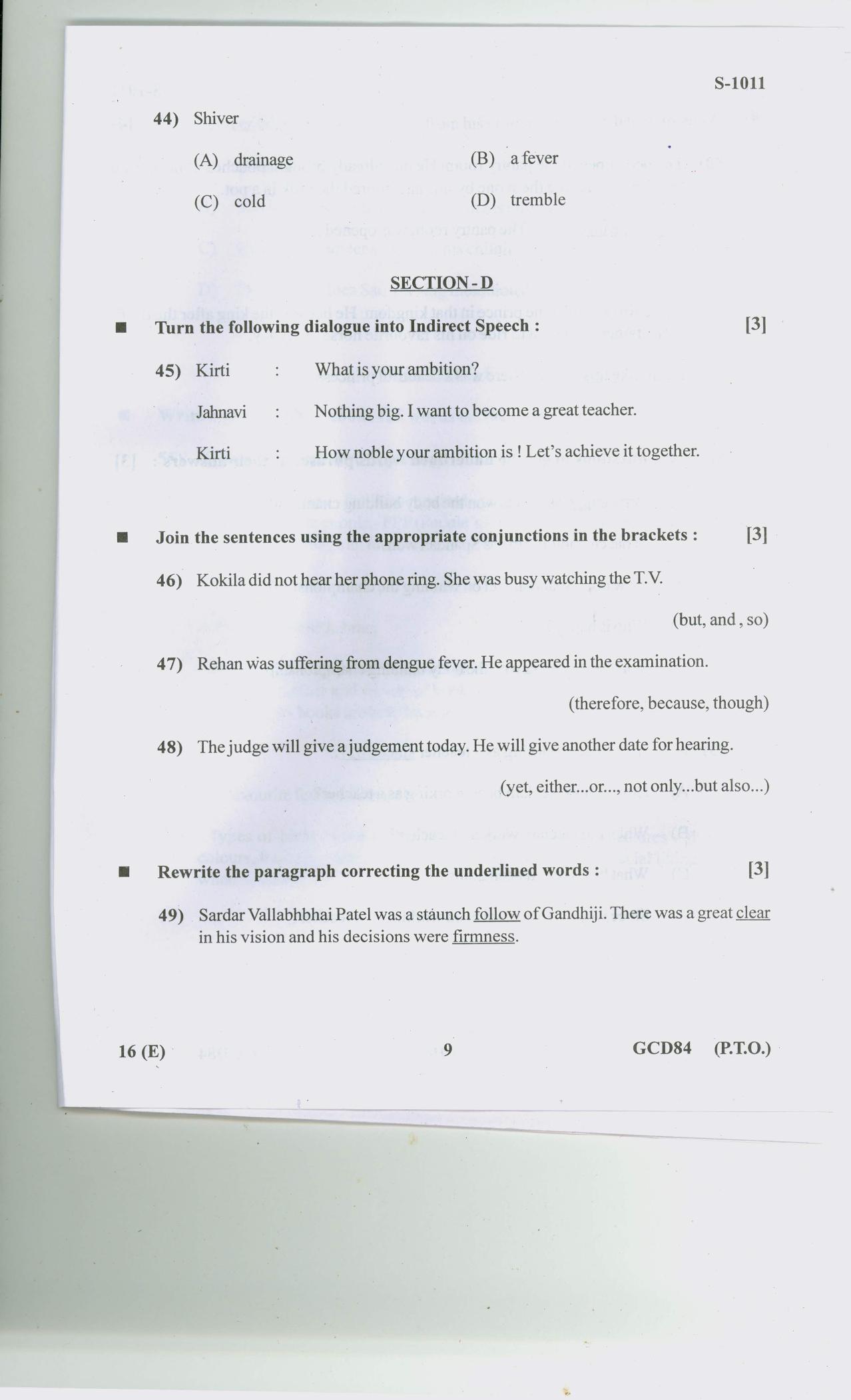 Gujarat Board Class 10th ENGLISH SL 2020 Question Paper - Page 9