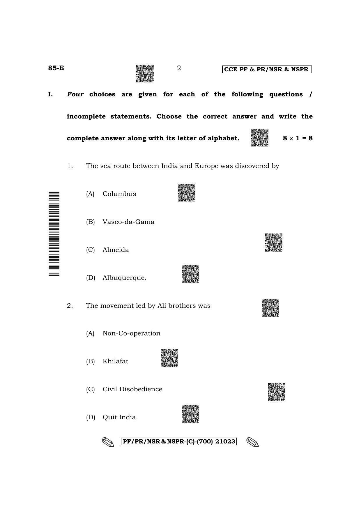 Karnataka SSLC Social Science - English Medium Question Paper 2022 (C Version) - Page 2