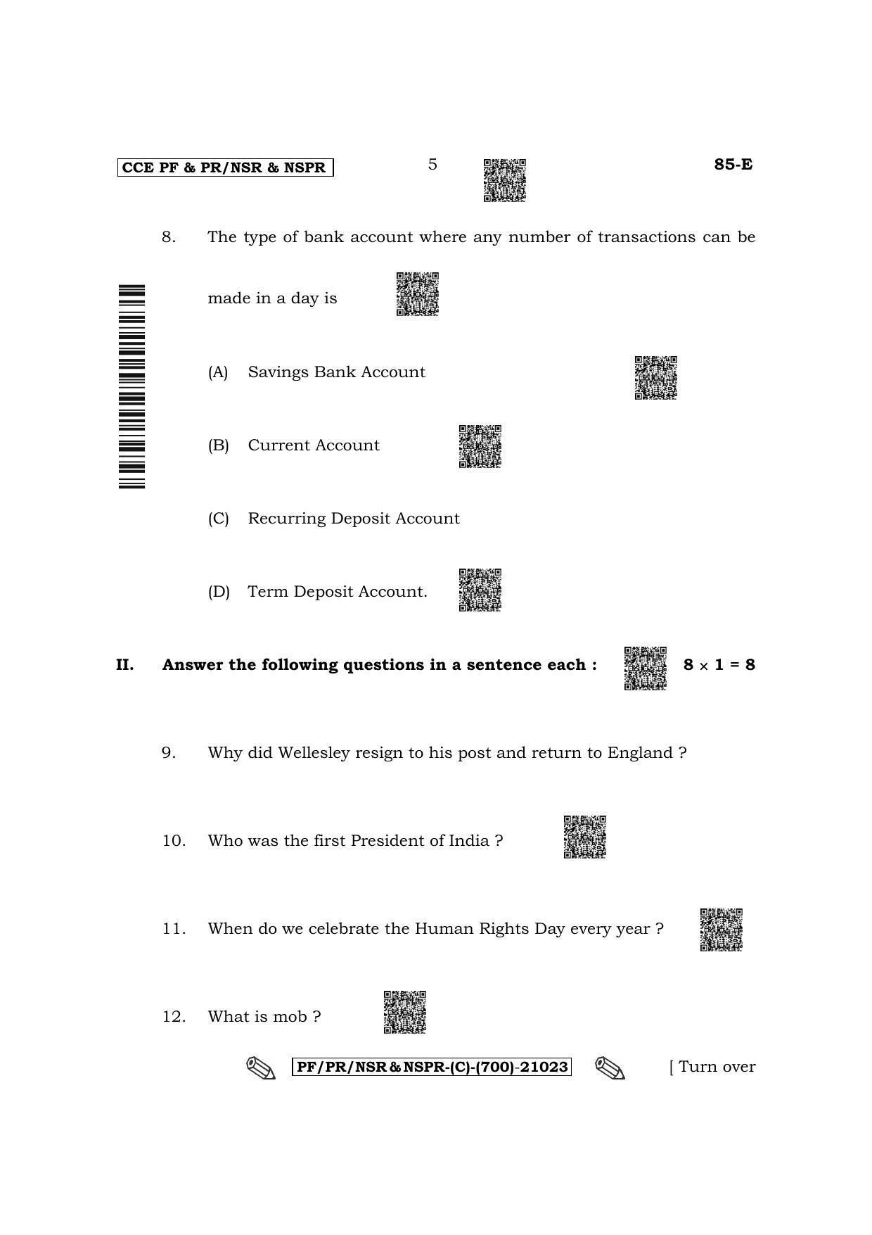 Karnataka SSLC Social Science - English Medium Question Paper 2022 (C Version) - Page 5