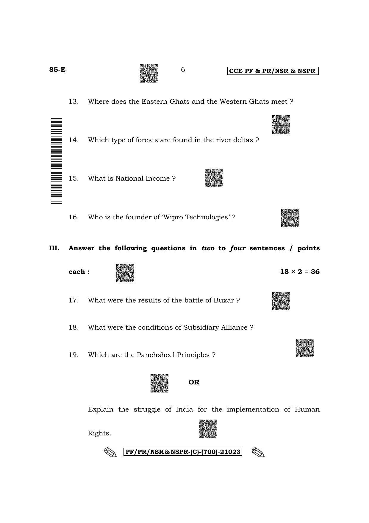 Karnataka SSLC Social Science - English Medium Question Paper 2022 (C Version) - Page 6