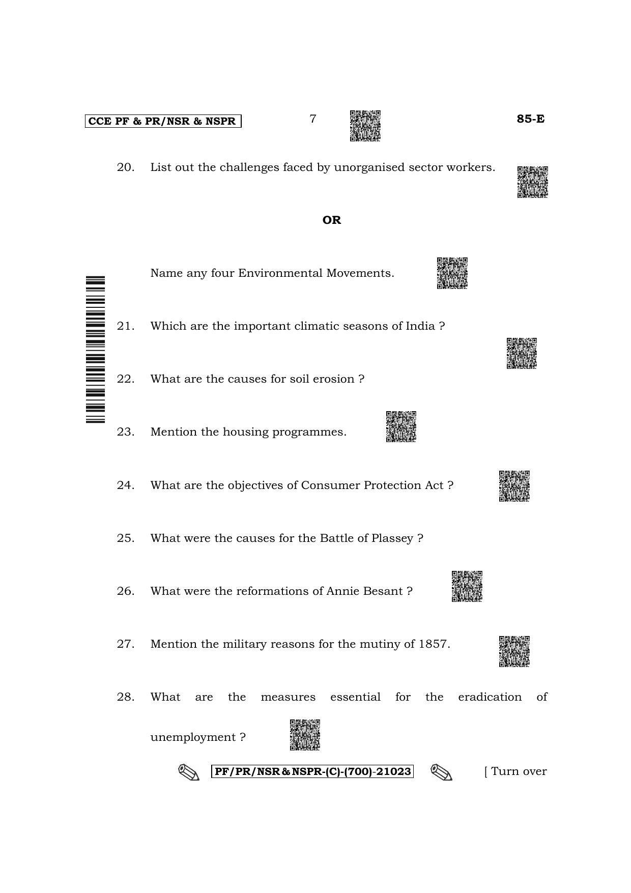 Karnataka SSLC Social Science - English Medium Question Paper 2022 (C Version) - Page 7