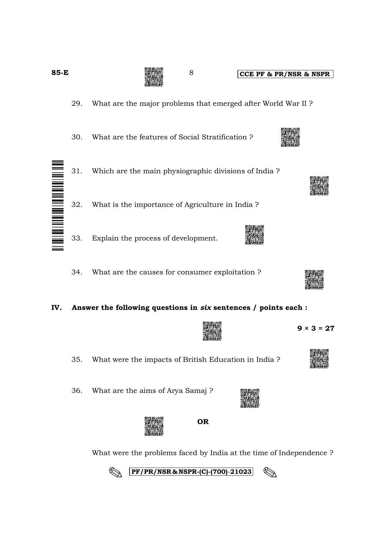 Karnataka SSLC Social Science - English Medium Question Paper 2022 (C Version) - Page 8