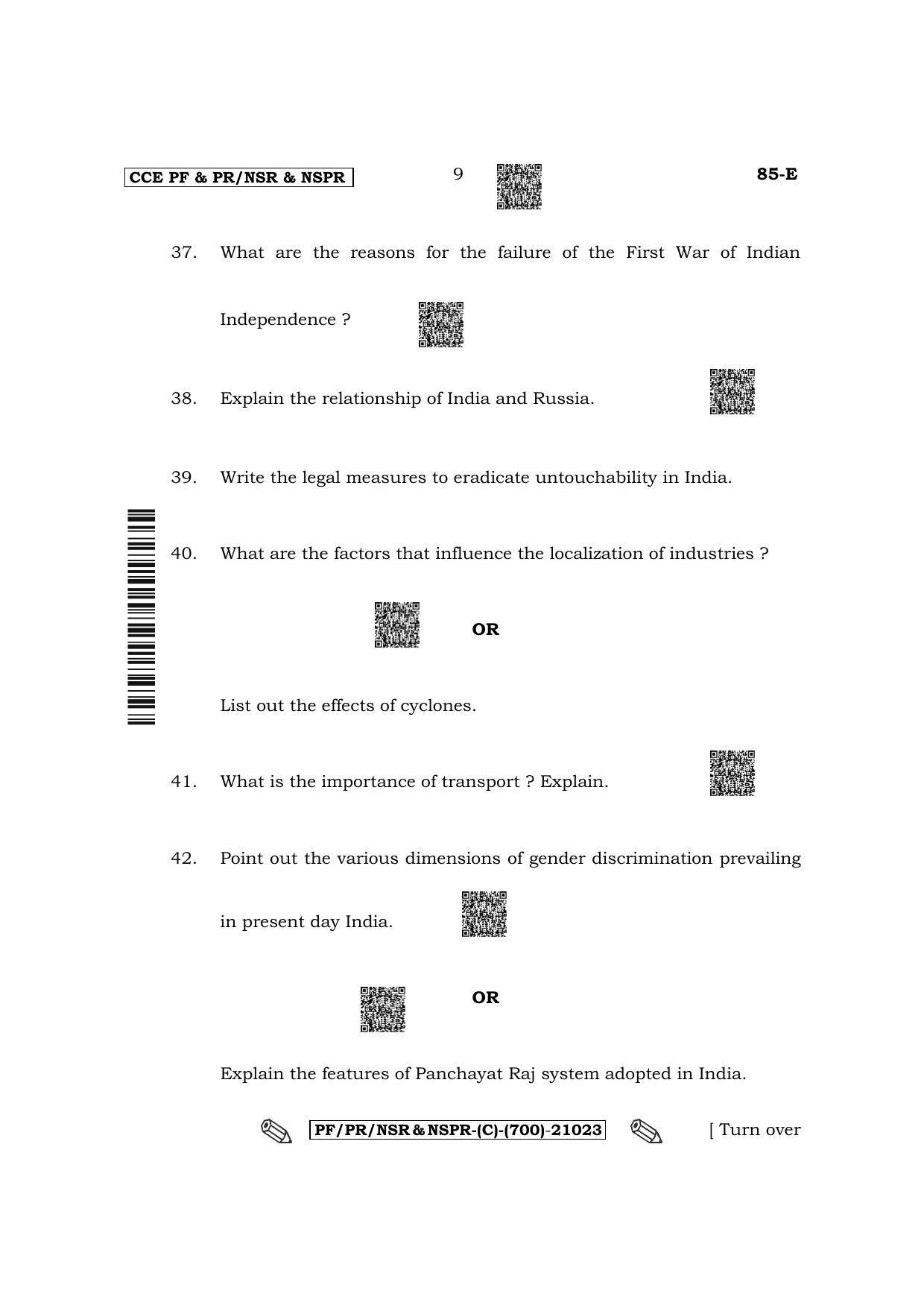 Karnataka SSLC Social Science - English Medium Question Paper 2022 (C Version) - Page 9