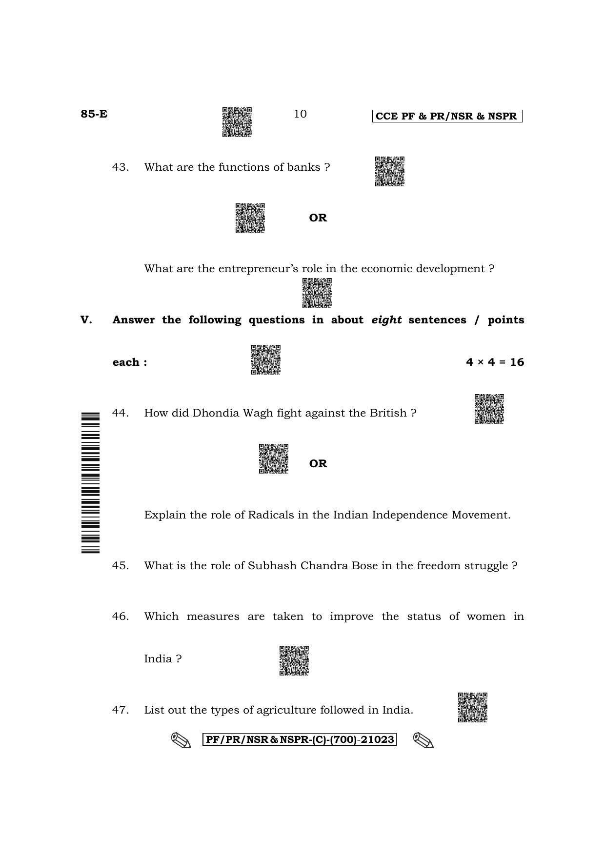 Karnataka SSLC Social Science - English Medium Question Paper 2022 (C Version) - Page 10