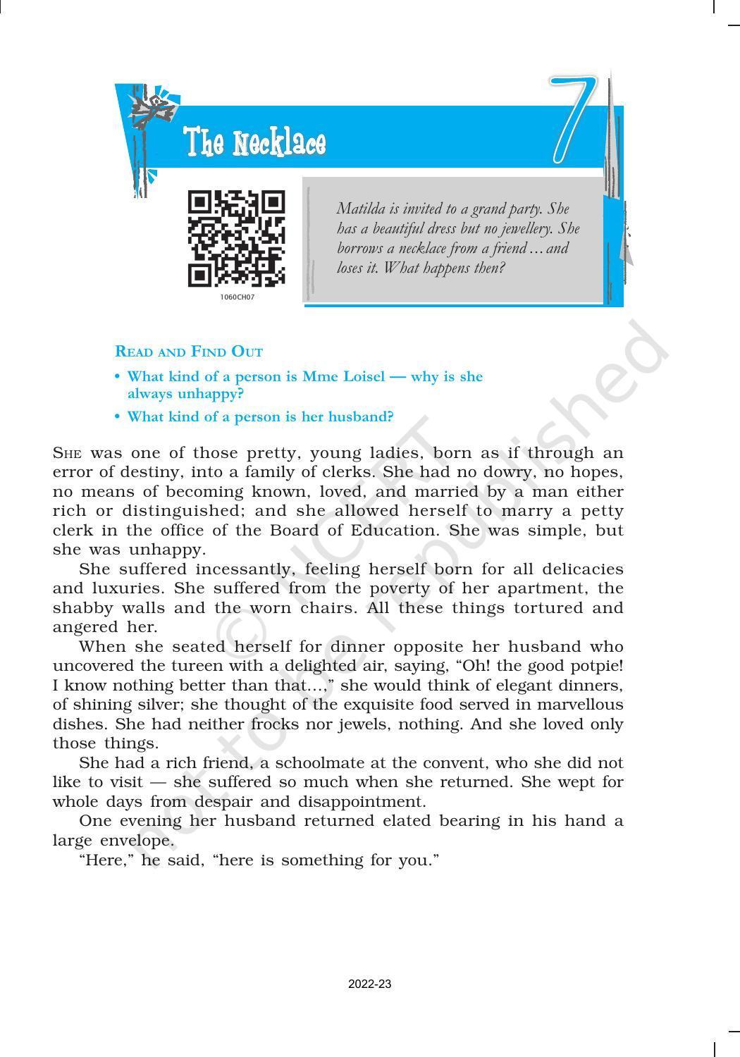 NCERT Book for Class 10 English Footprints Without Feet Chapter 7 The Necklace - Page 1
