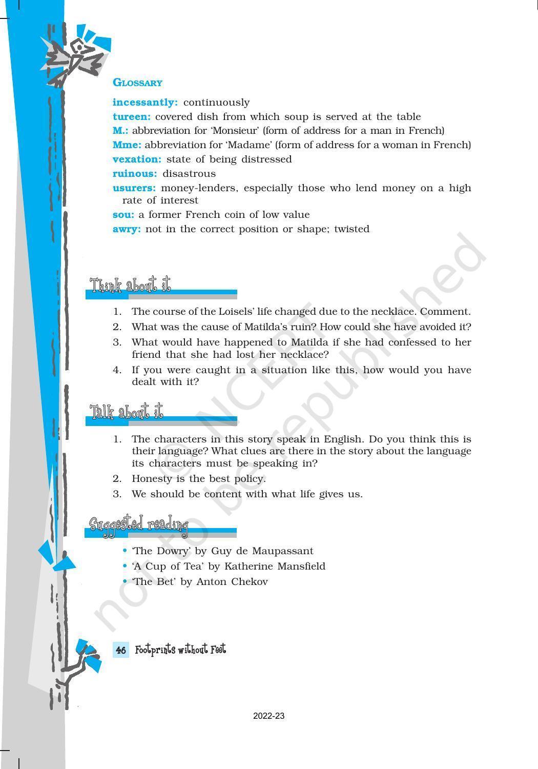 NCERT Book for Class 10 English Footprints Without Feet Chapter 7 The Necklace - Page 8