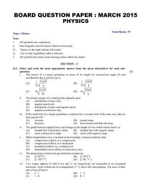 Maharashtra Board HSC Physics 2015 Question Paper