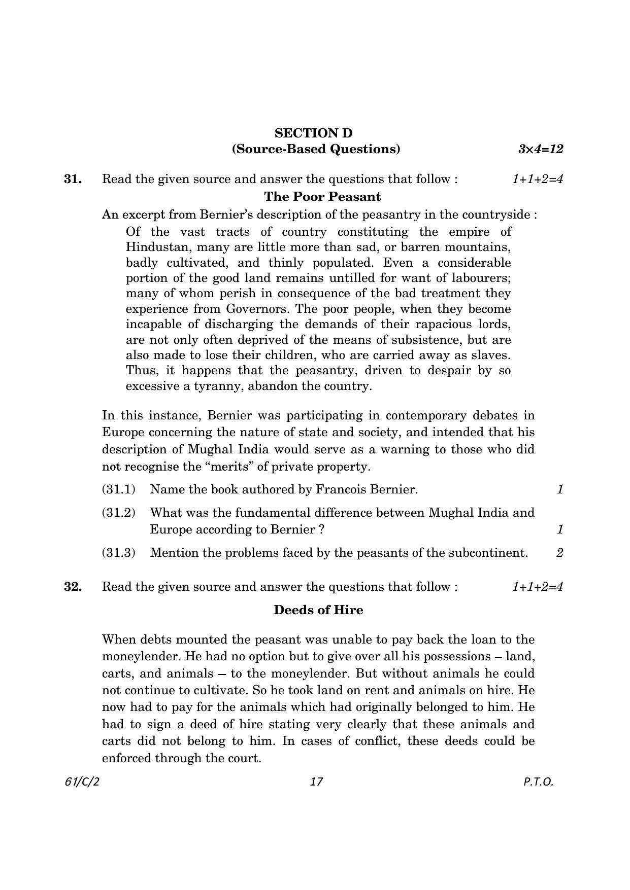CBSE Class 12 61-2 History 2023 (Compartment) Question Paper - Page 17