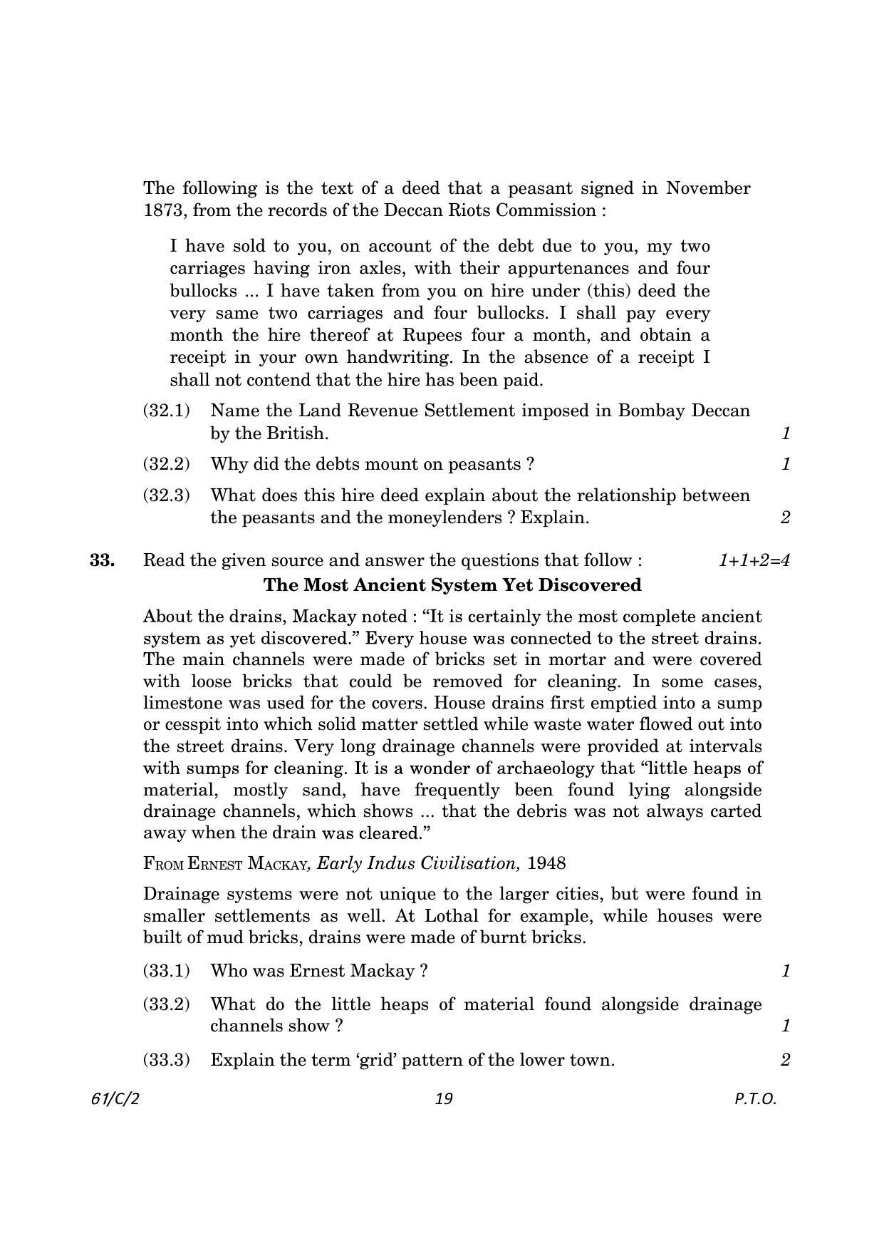 CBSE Class 12 61-2 History 2023 (Compartment) Question Paper - Page 19