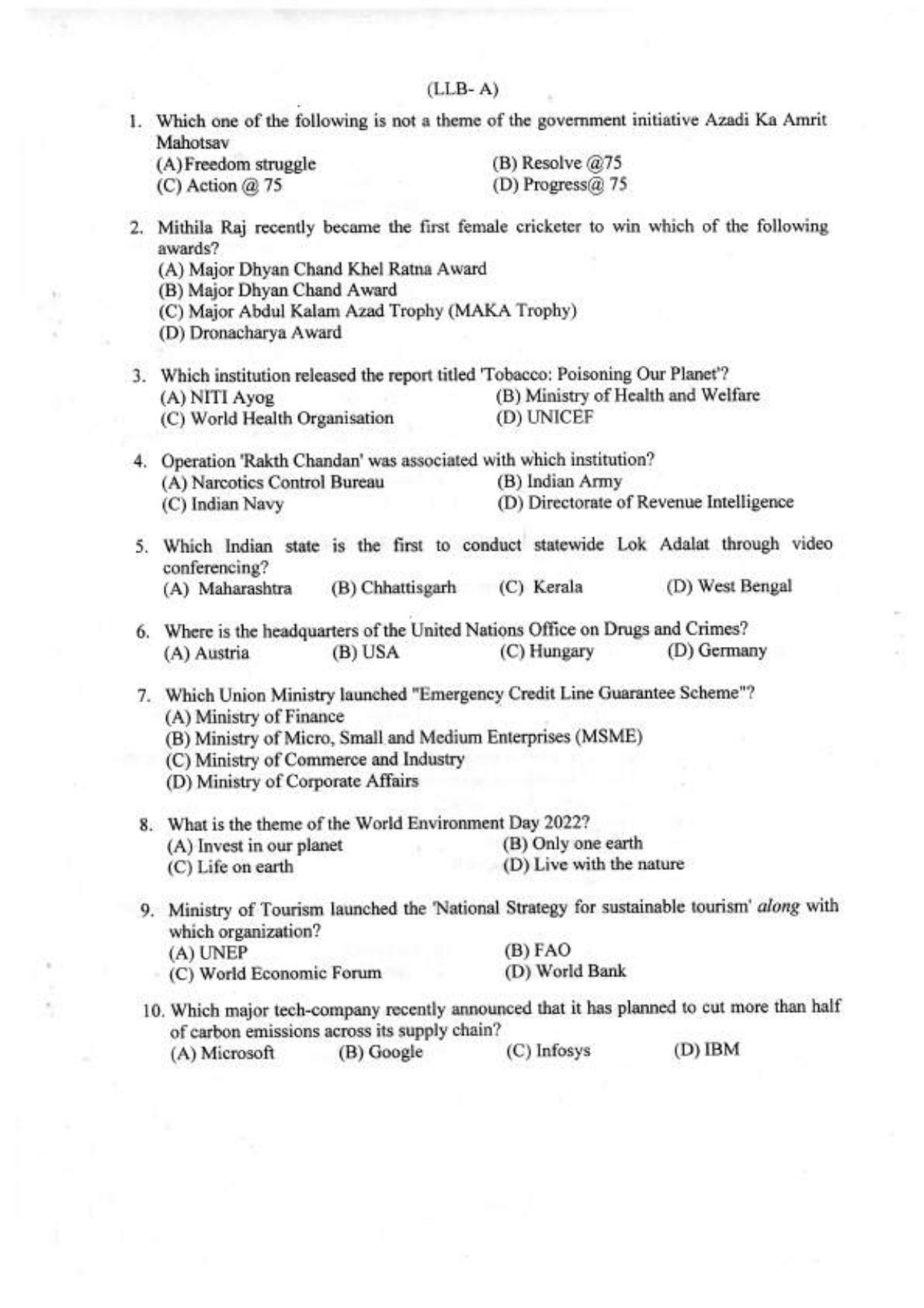 PU LLB 2022 Question Paper - Page 2