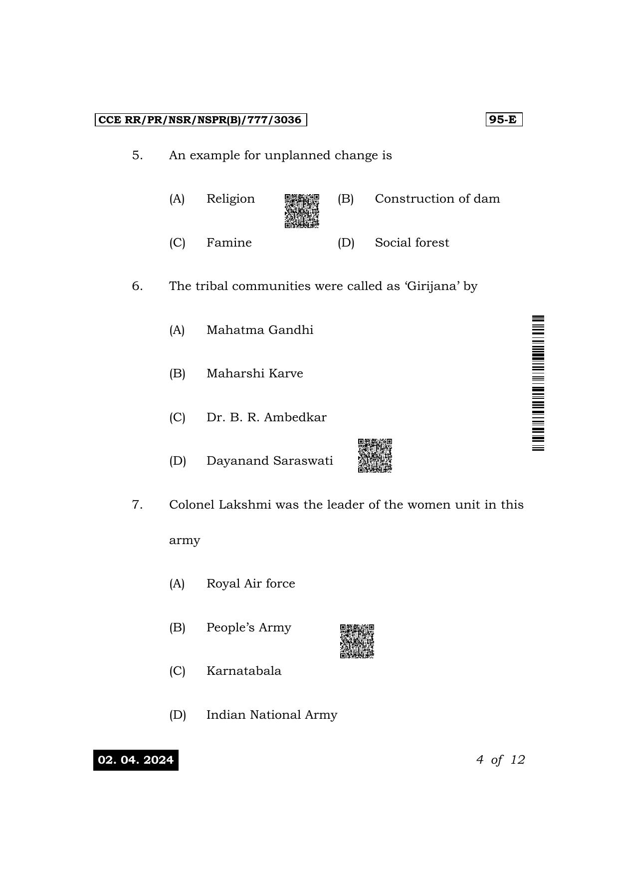 Karnataka SSLC Sociology (English Medium) Exam 1 Question Paper 2024 (B Version) - Page 4