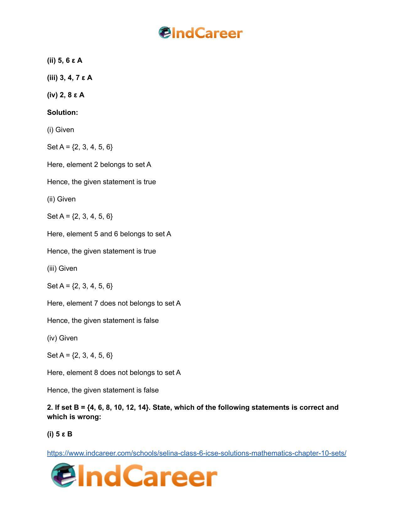 Selina Class 6 ICSE Solutions Mathematics : Chapter 10- Sets - Page 4