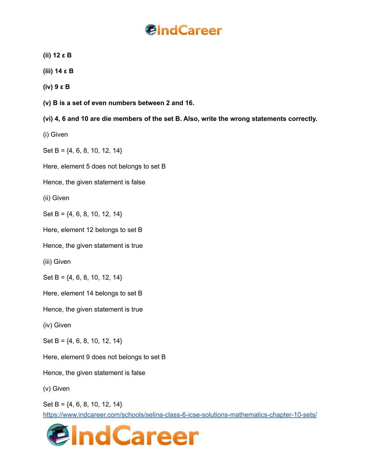 Selina Class 6 ICSE Solutions Mathematics : Chapter 10- Sets - Page 5