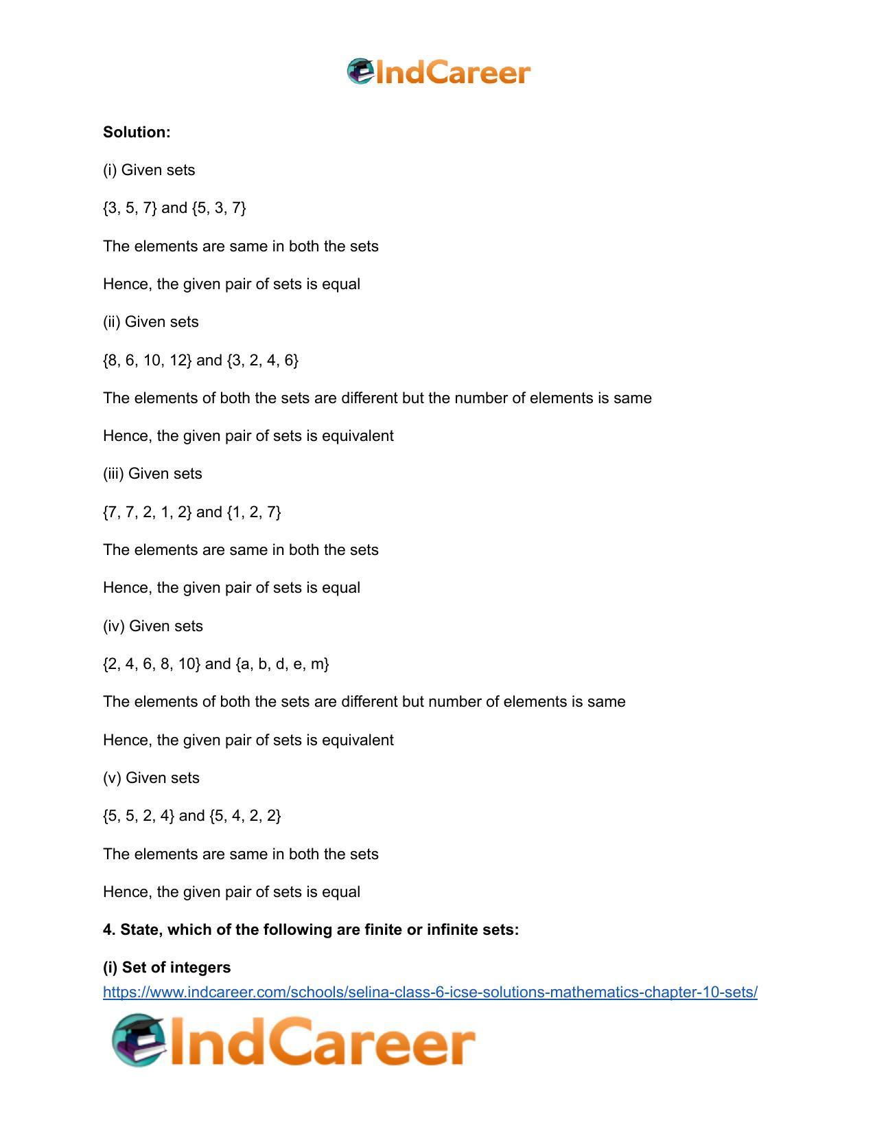 Selina Class 6 ICSE Solutions Mathematics : Chapter 10- Sets - Page 14