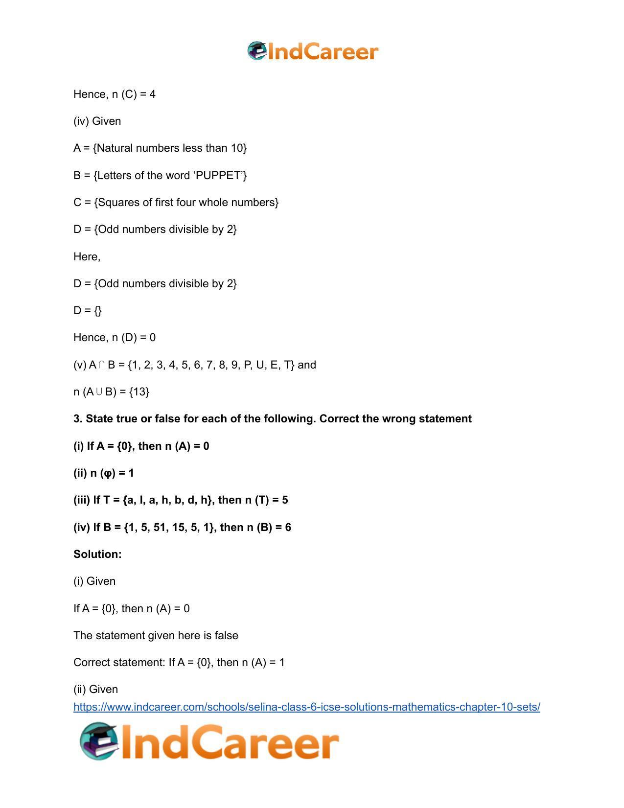 Selina Class 6 ICSE Solutions Mathematics : Chapter 10- Sets - Page 23