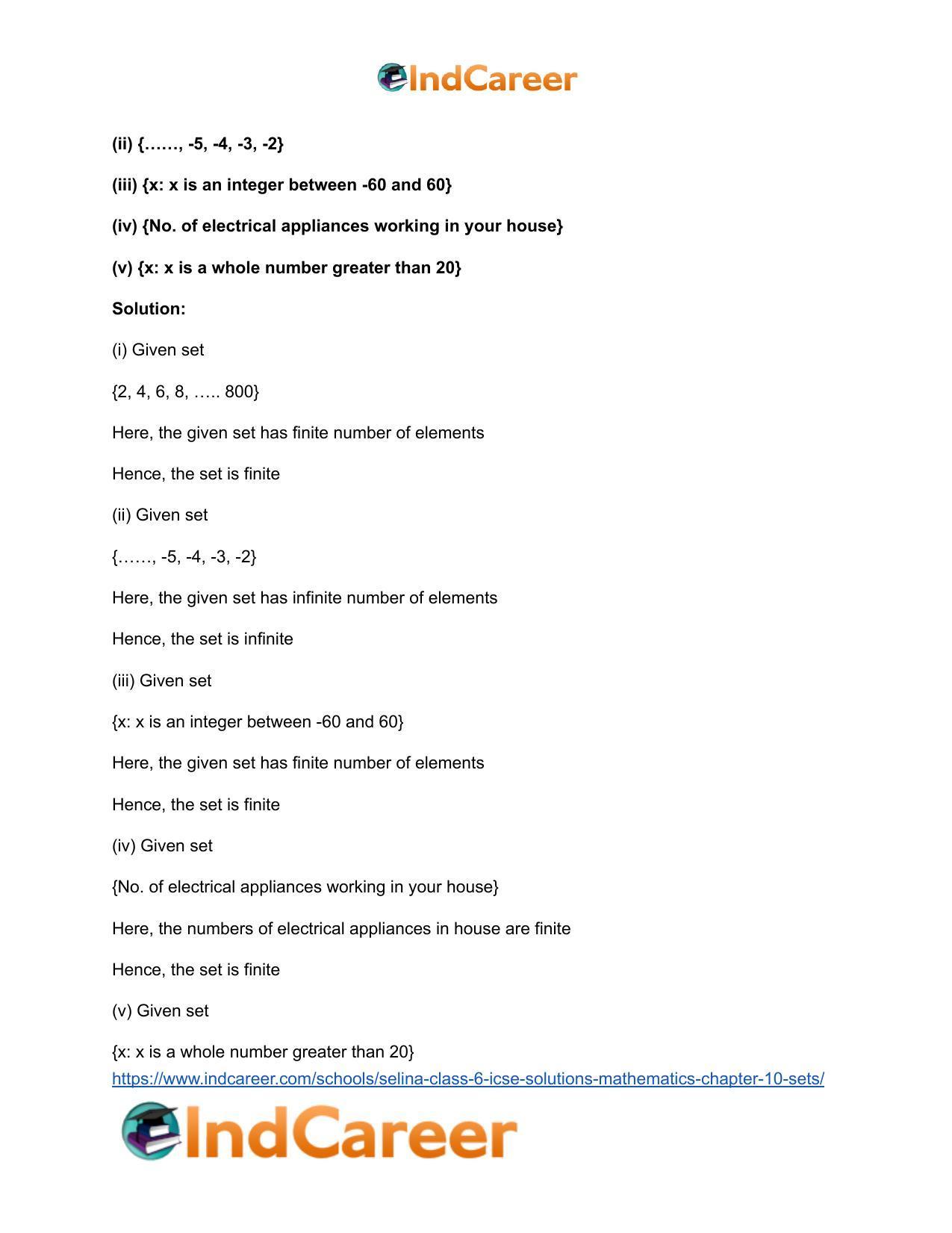 Selina Class 6 ICSE Solutions Mathematics : Chapter 10- Sets - Page 38
