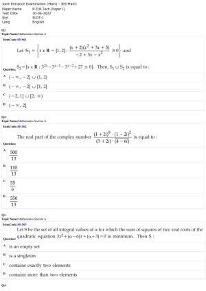 JEE Mains 2022: BTech English (Shift 1) 30-06-2022 Question Paper