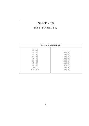 LPU NEST Answer Key 2013 SET A
