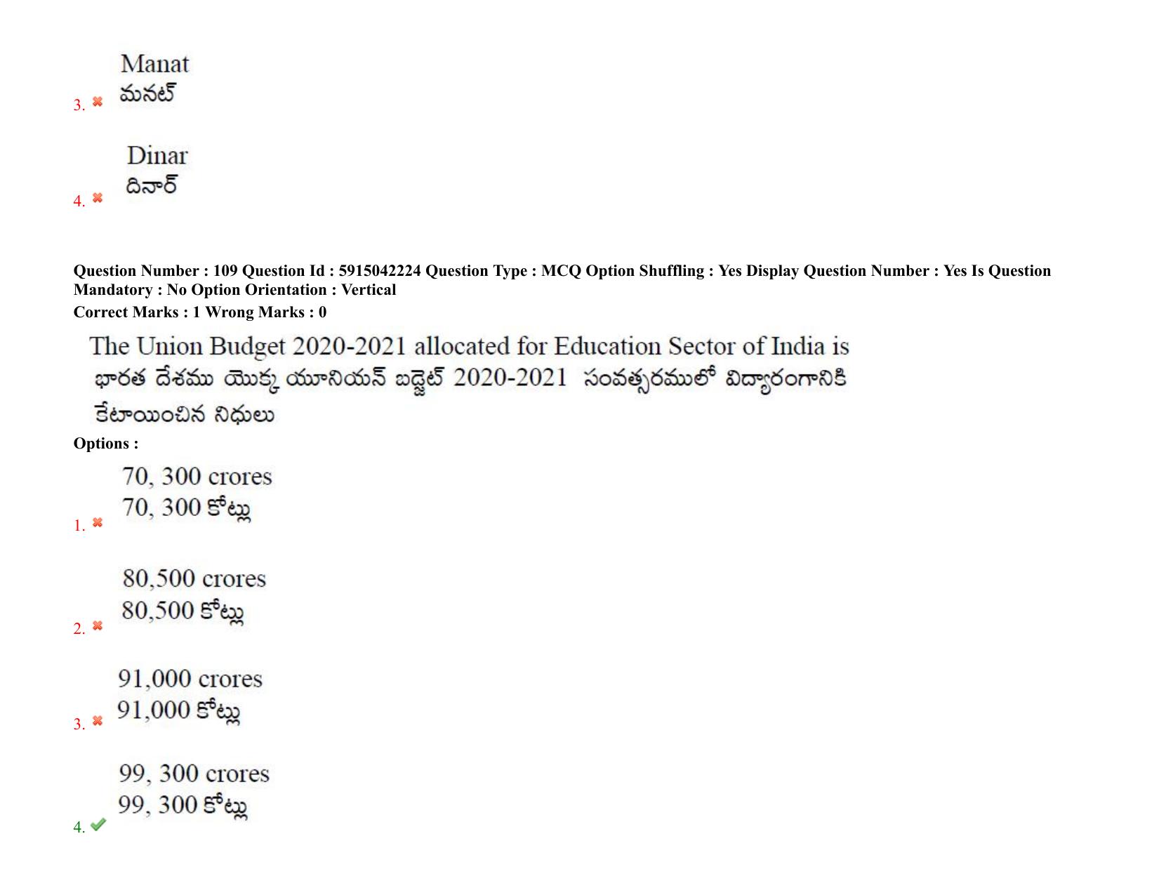 TS EDCET: 25th August 2021 Shift 1 Question Paper & Answer Key - Page 80