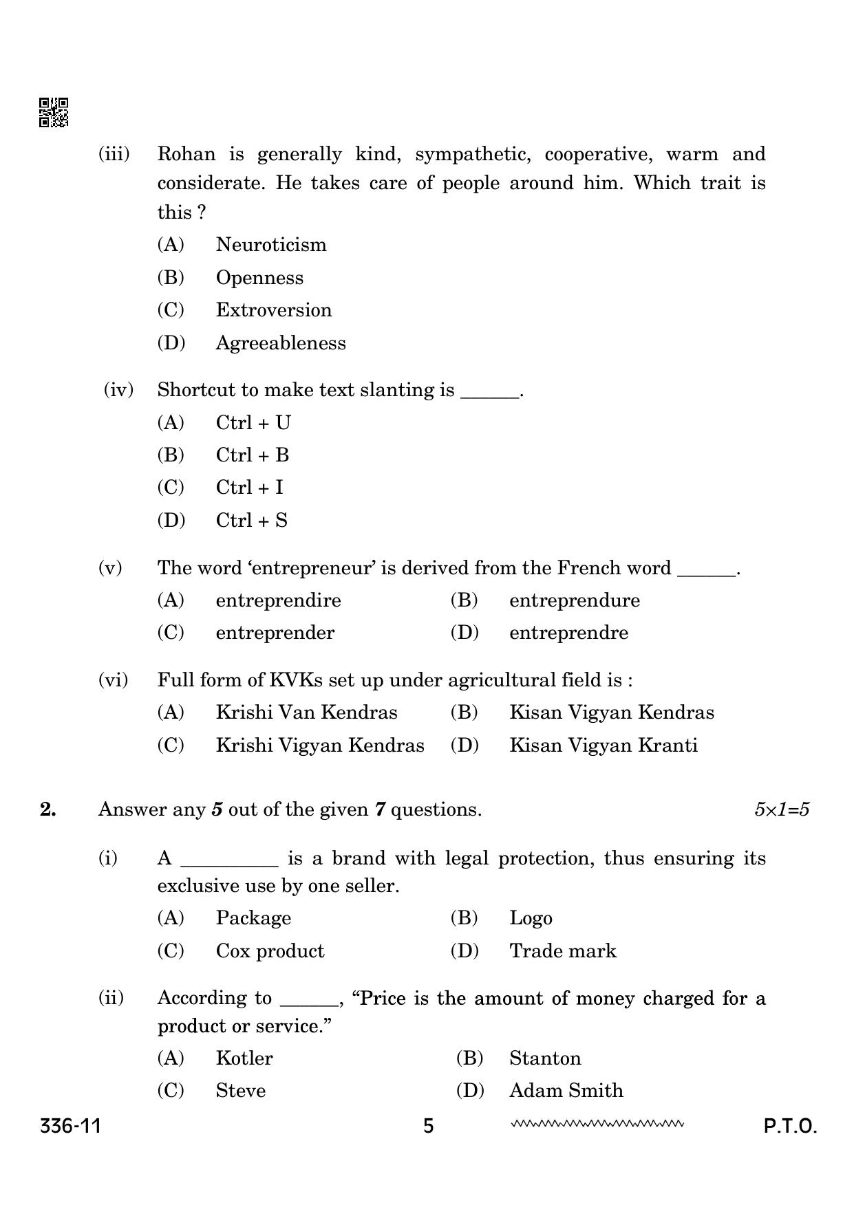 CBSE Class 12 Marketing 2024 Question Paper - Page 5