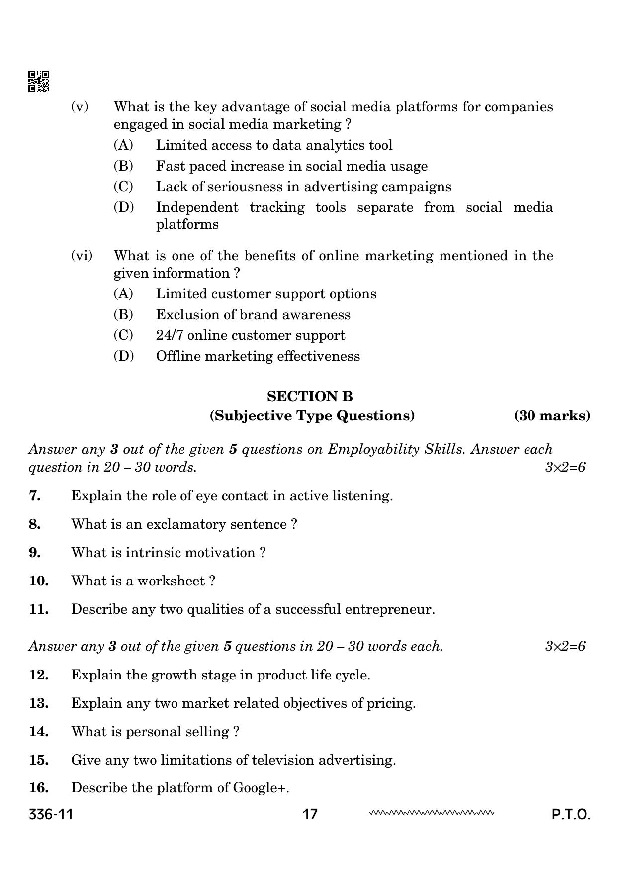 CBSE Class 12 Marketing 2024 Question Paper - Page 17