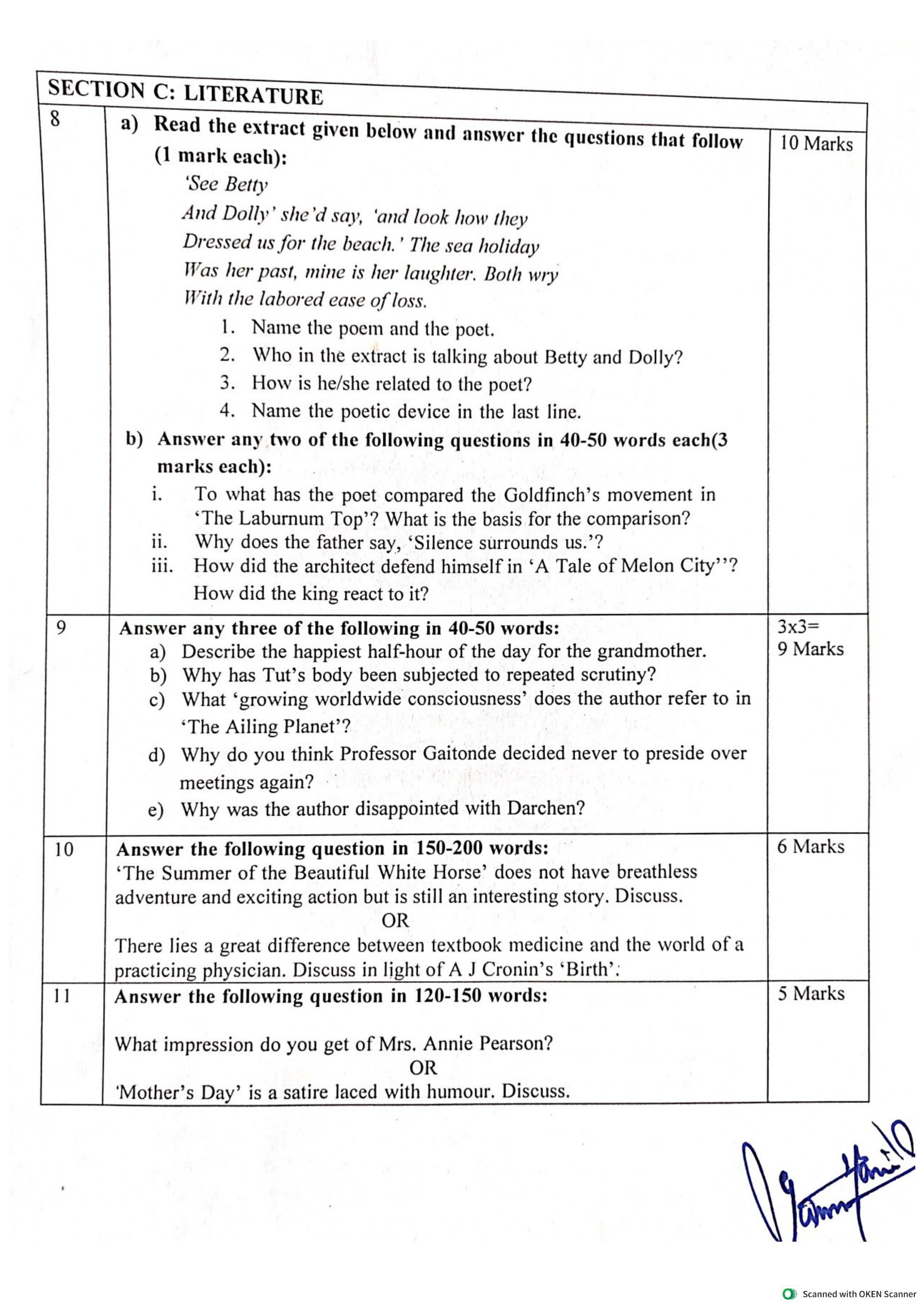 JKBOSE Class 11 Gen English Model Question Paper - Page 5