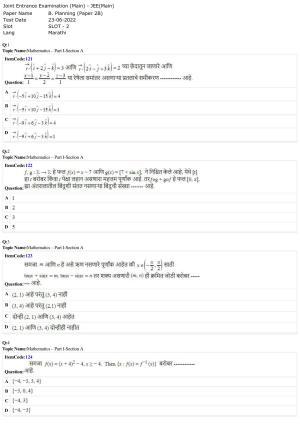 JEE Mains 2022: B Planning Marathi (Shift 2) 23-06-2022 Question Paper