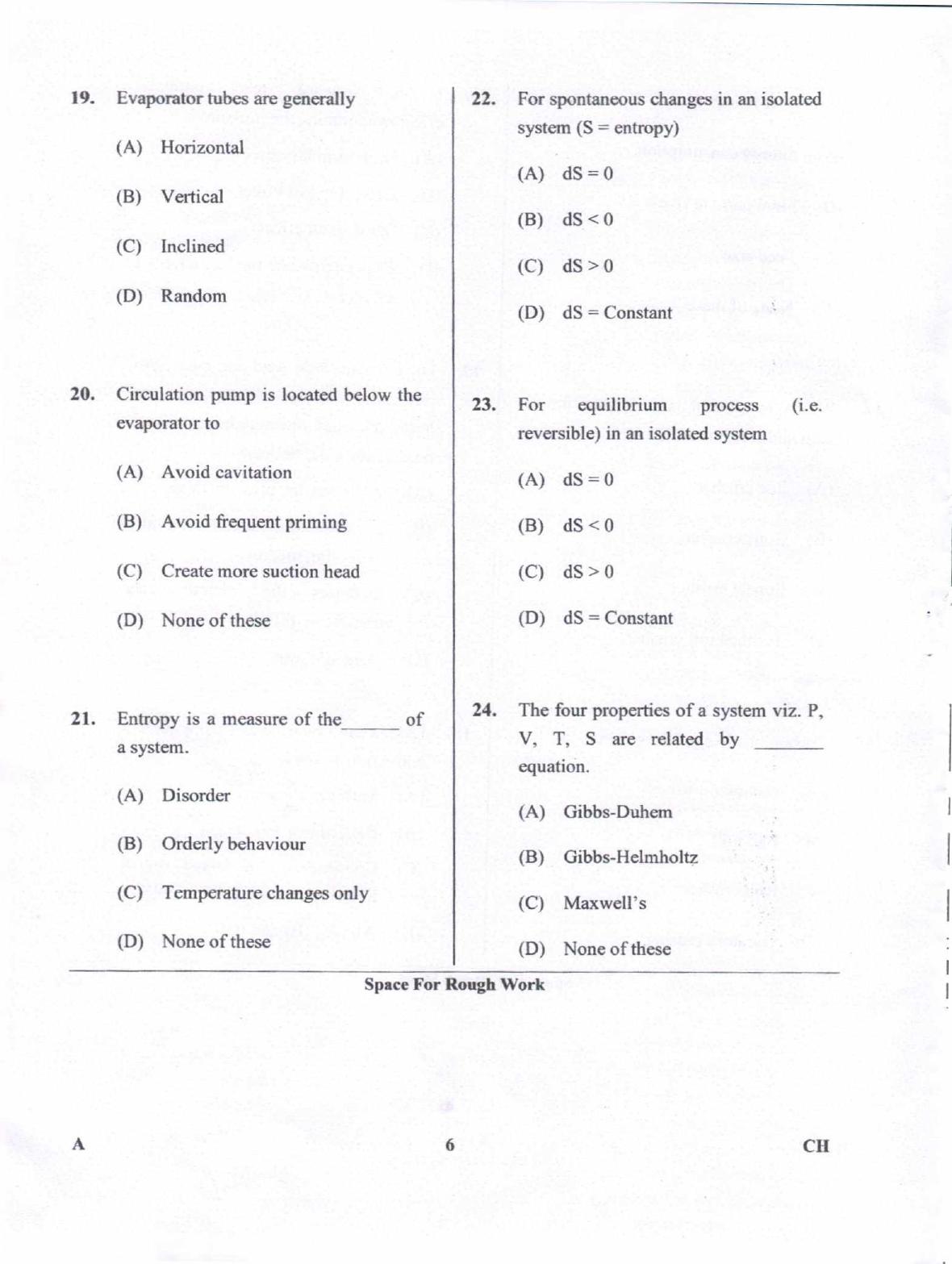 Karnataka PGCET 2018 Chemical Engineering Question Paper - Page 6