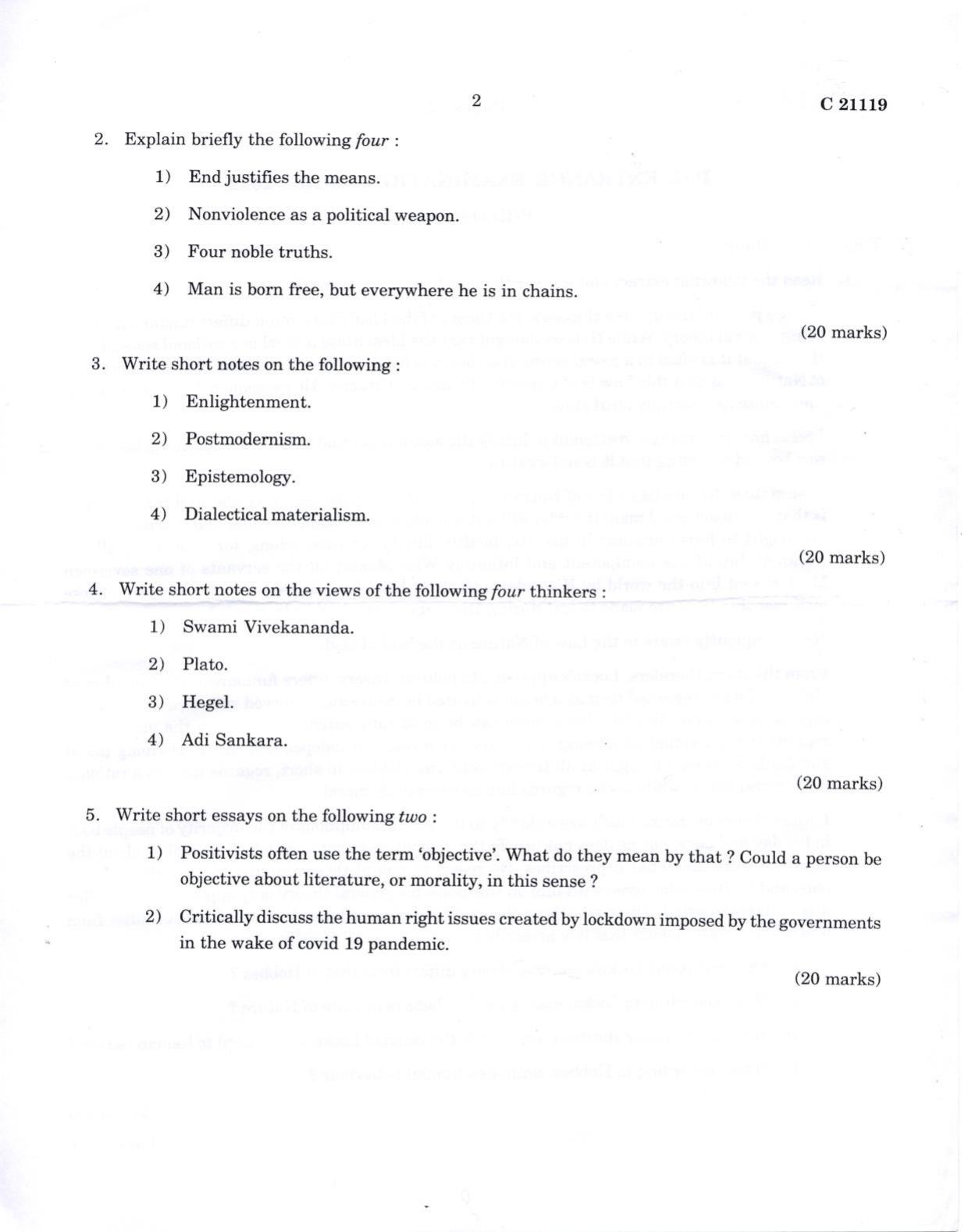 CUCAT 2022 M.A Philosophy Question Paper - Page 2