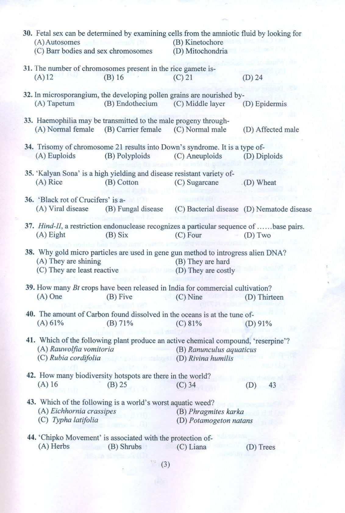 PUCET UG 2021 Biology Question Paper - Page 4