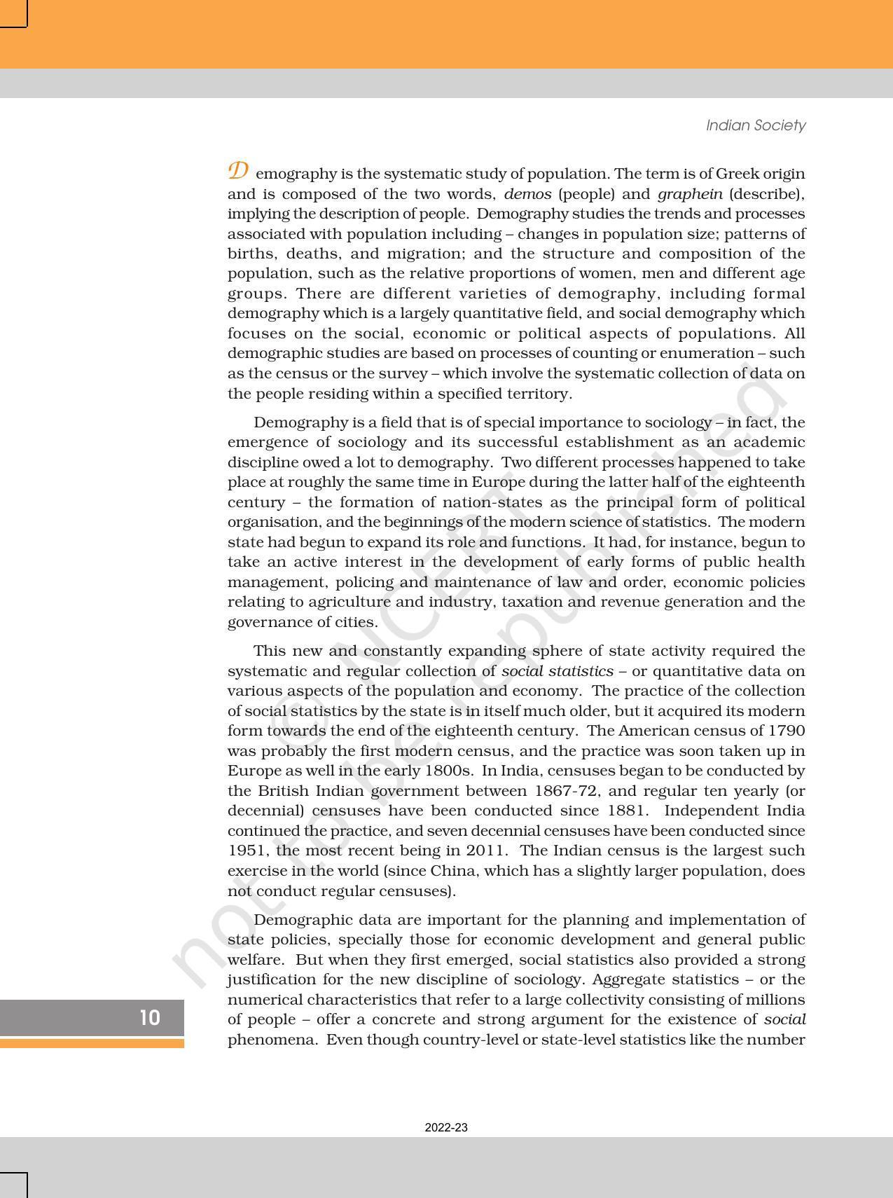 NCERT Book for Class 12 Sociology (Indian Society) Chapter 2 The Demographic Structure of the Indian Society - Page 2