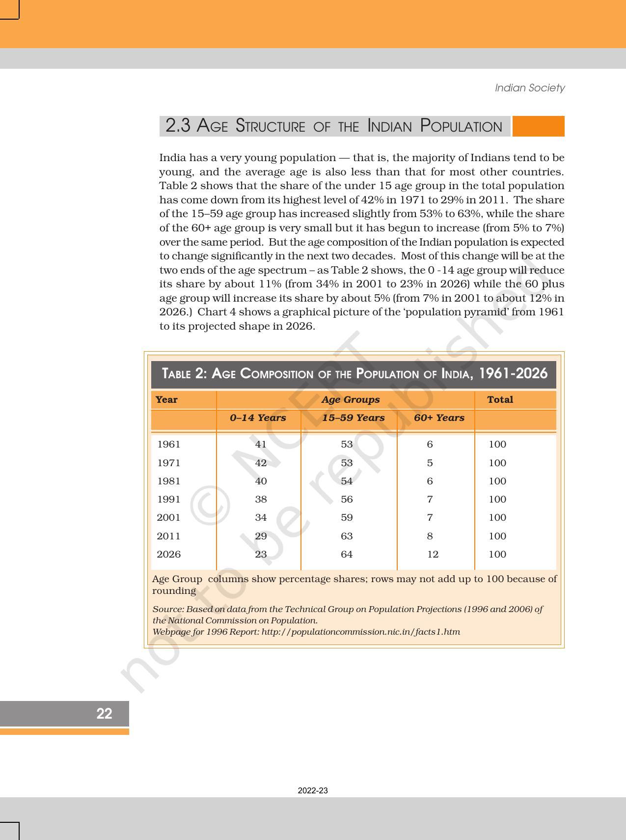 NCERT Book for Class 12 Sociology (Indian Society) Chapter 2 The Demographic Structure of the Indian Society - Page 14