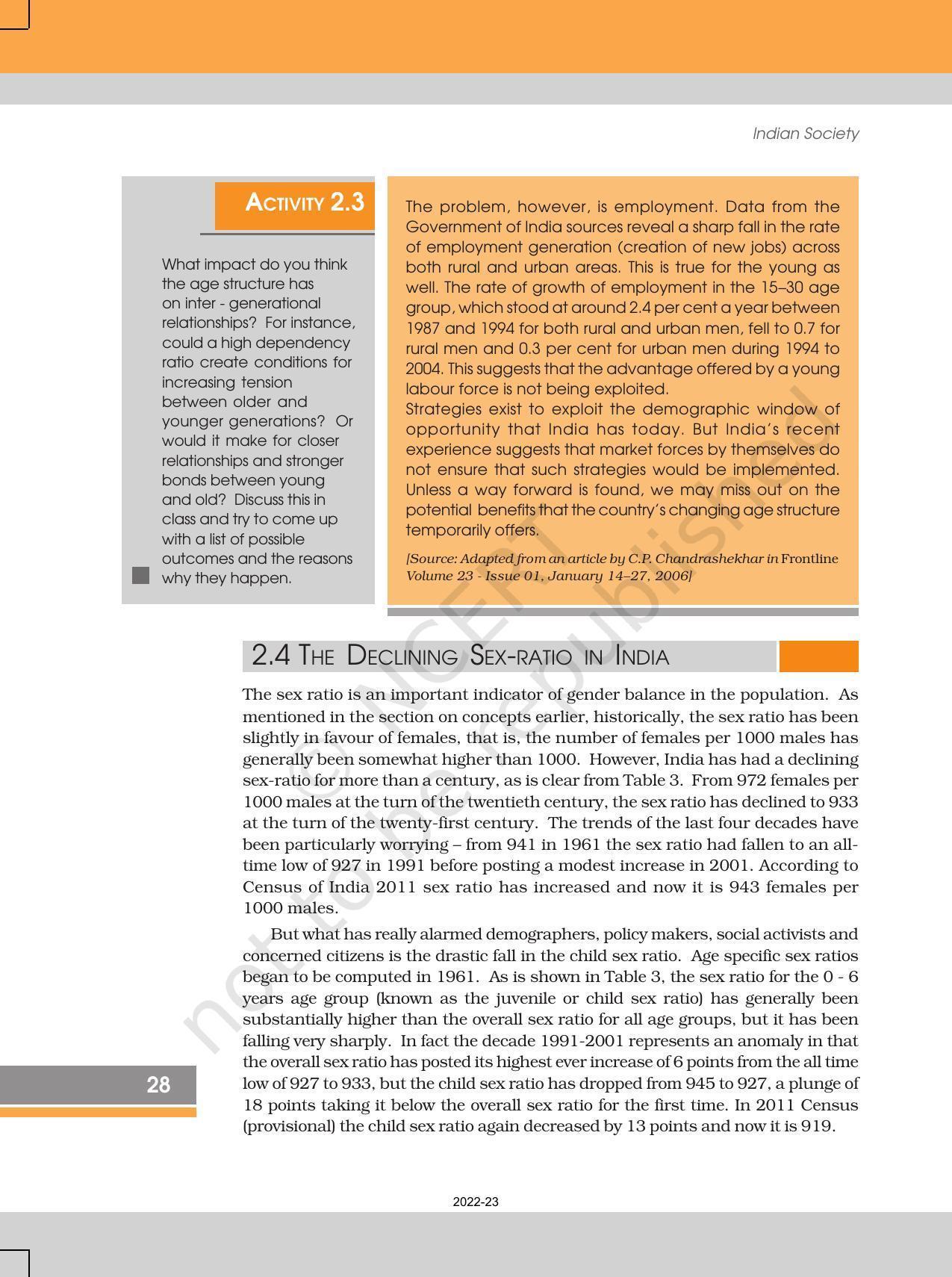 NCERT Book for Class 12 Sociology (Indian Society) Chapter 2 The Demographic Structure of the Indian Society - Page 20