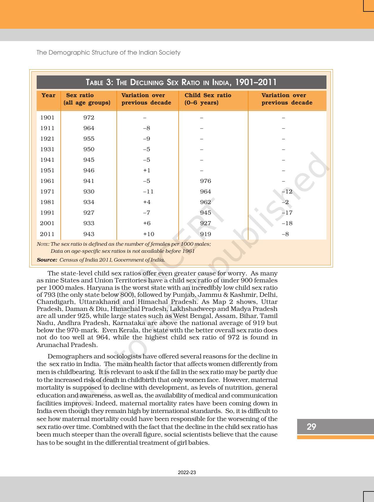 NCERT Book for Class 12 Sociology (Indian Society) Chapter 2 The Demographic Structure of the Indian Society - Page 21