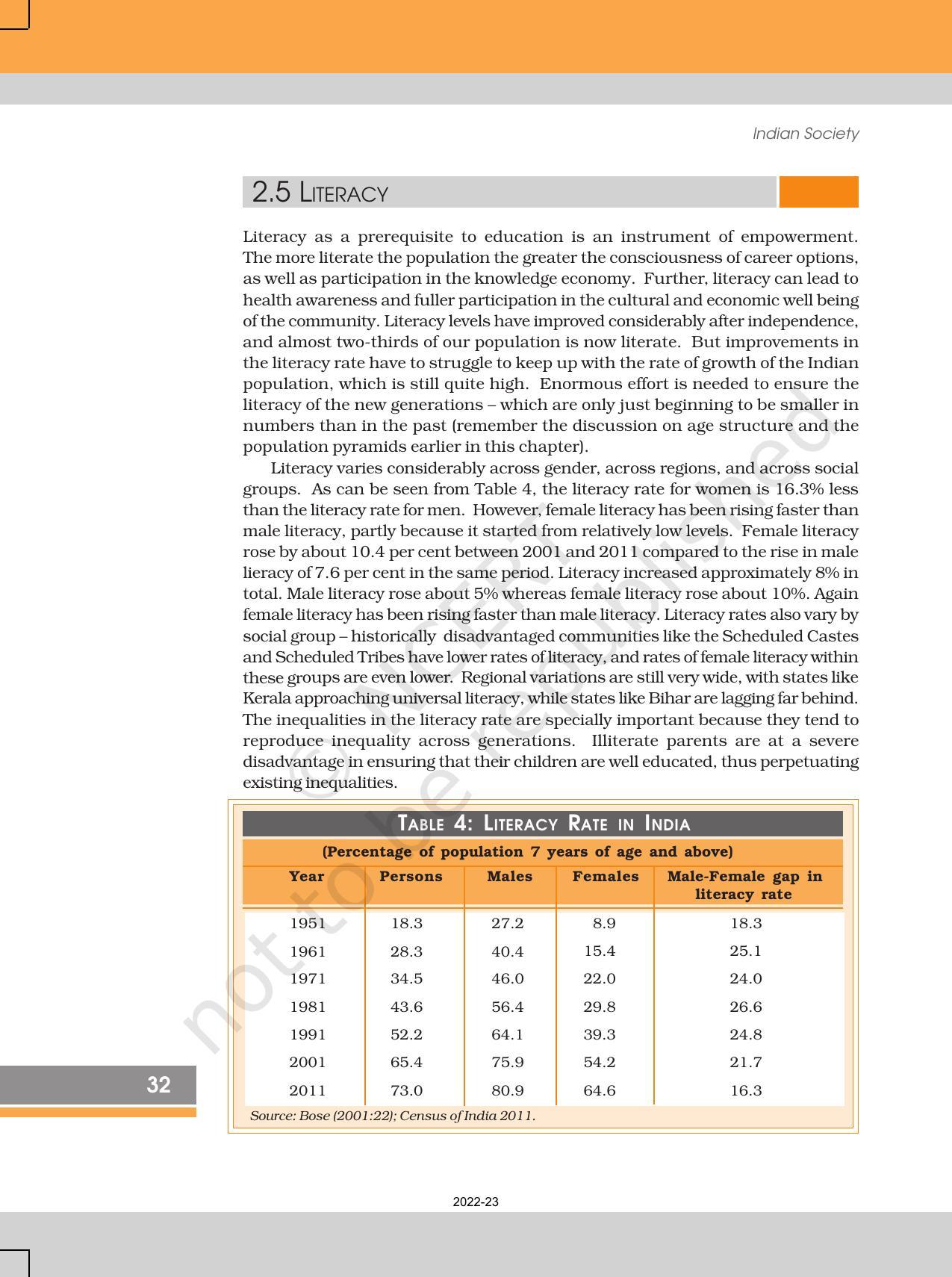 NCERT Book for Class 12 Sociology (Indian Society) Chapter 2 The Demographic Structure of the Indian Society - Page 24
