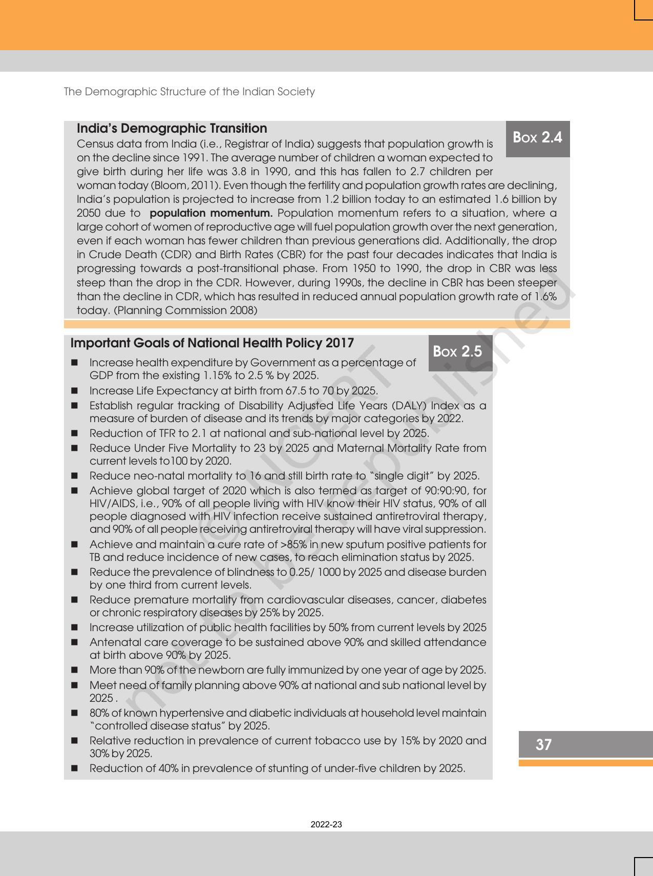 NCERT Book for Class 12 Sociology (Indian Society) Chapter 2 The Demographic Structure of the Indian Society - Page 29