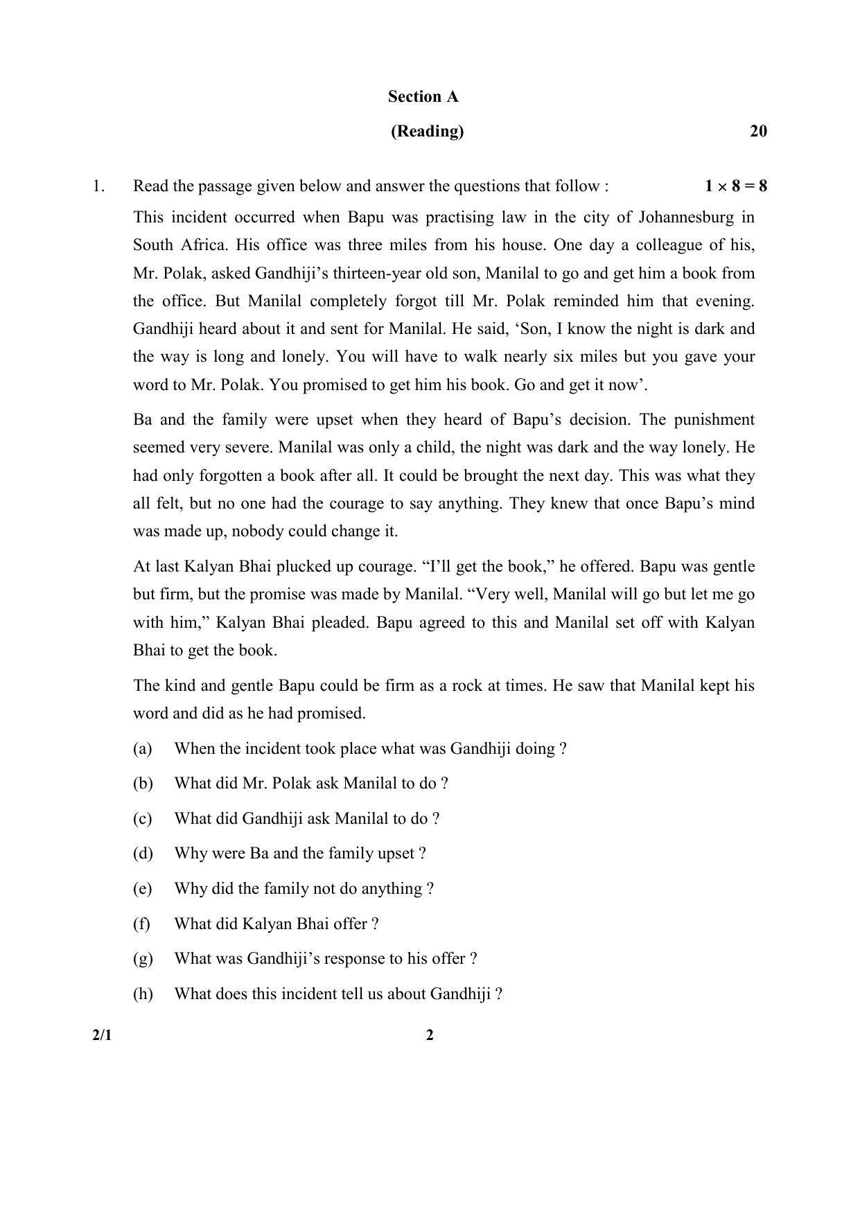 CBSE Class 10 2-1 English (Language And Literature) 2017-comptt Question Paper - Page 2